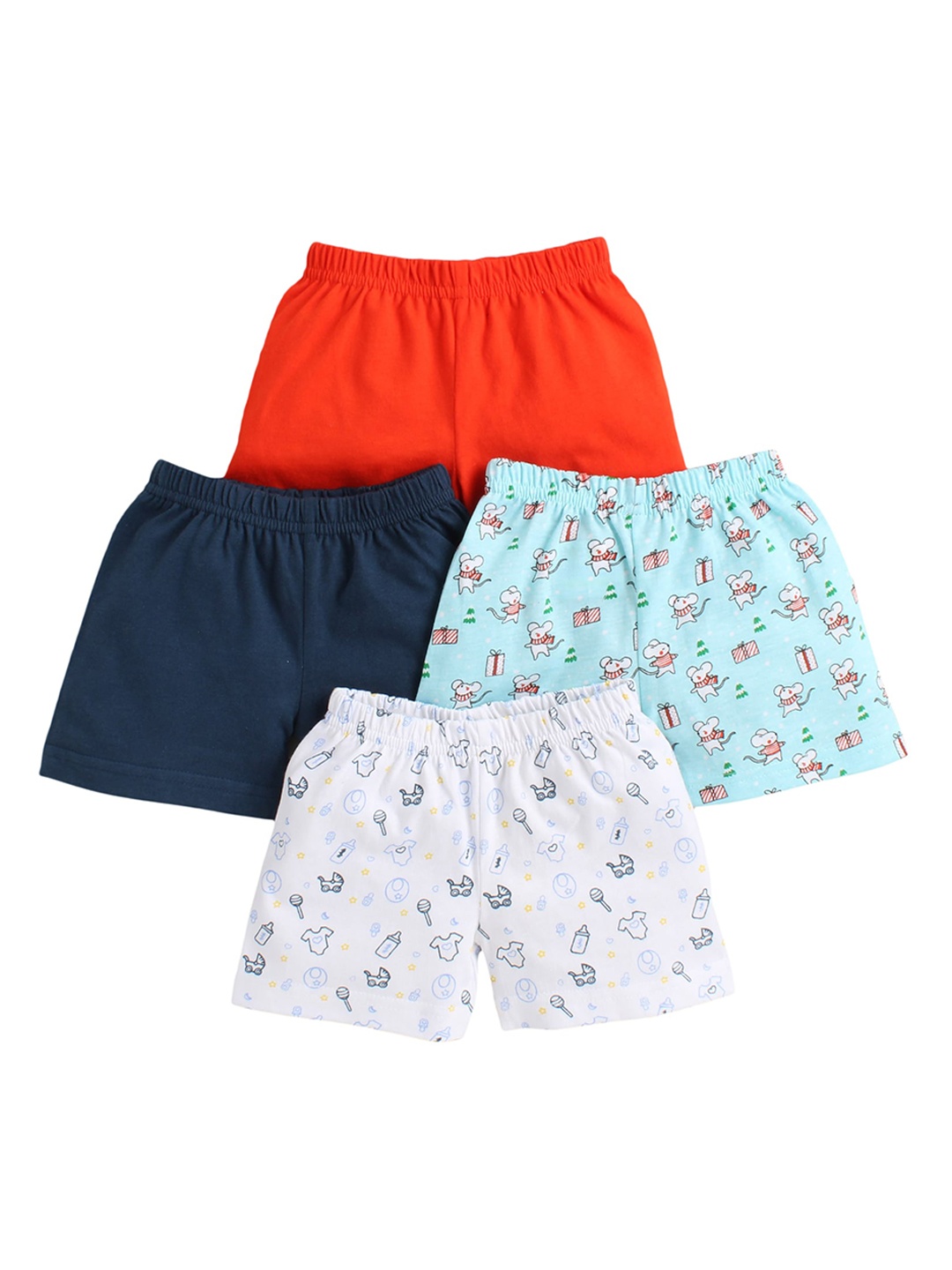 

BUMZEE Kids Pack Of 4 Regular Fit Cotton Shorts, Navy blue