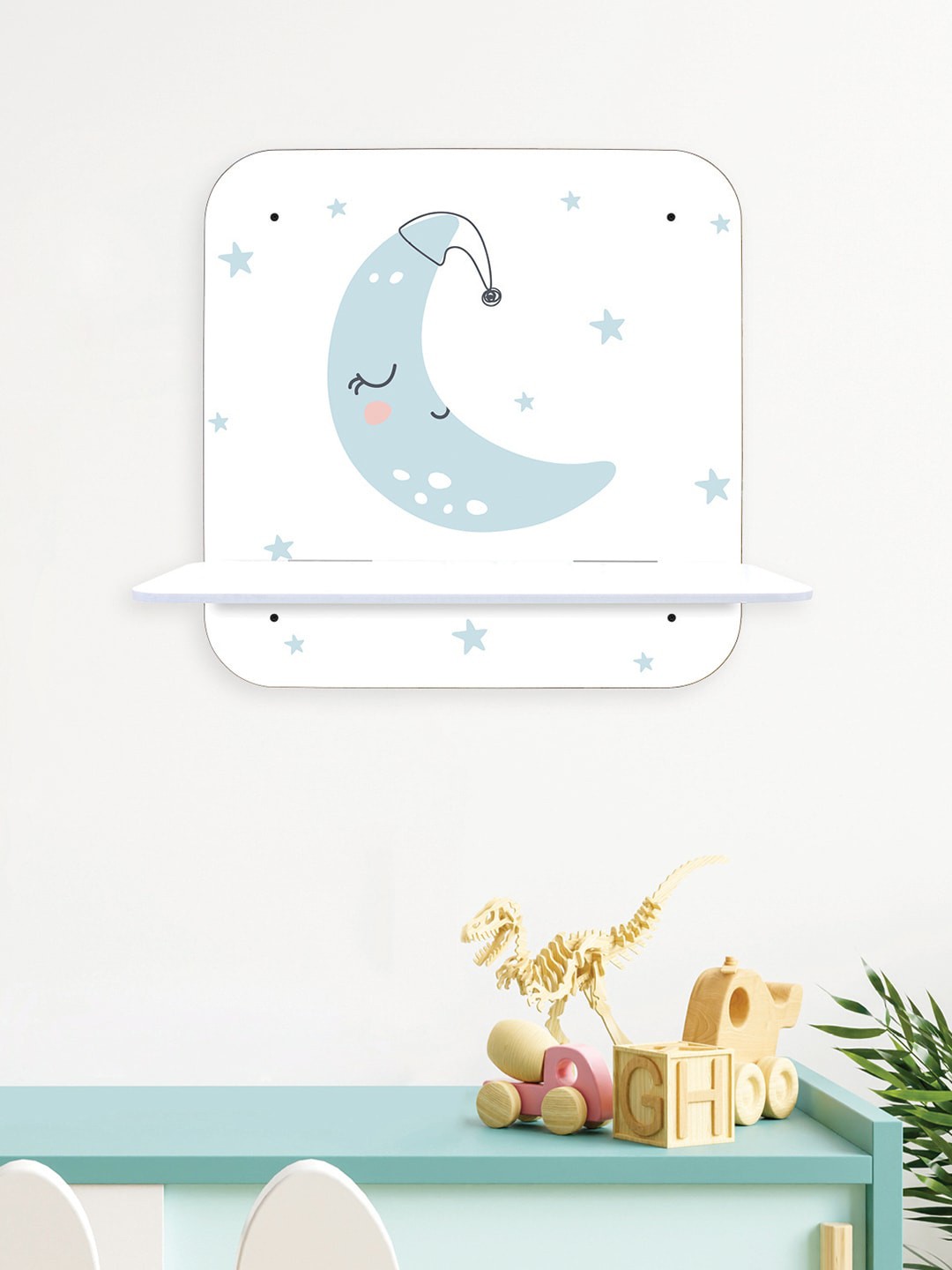 

RANDOM Off-White & Grey Half Moon Printed MDF Basic Wall Shelf