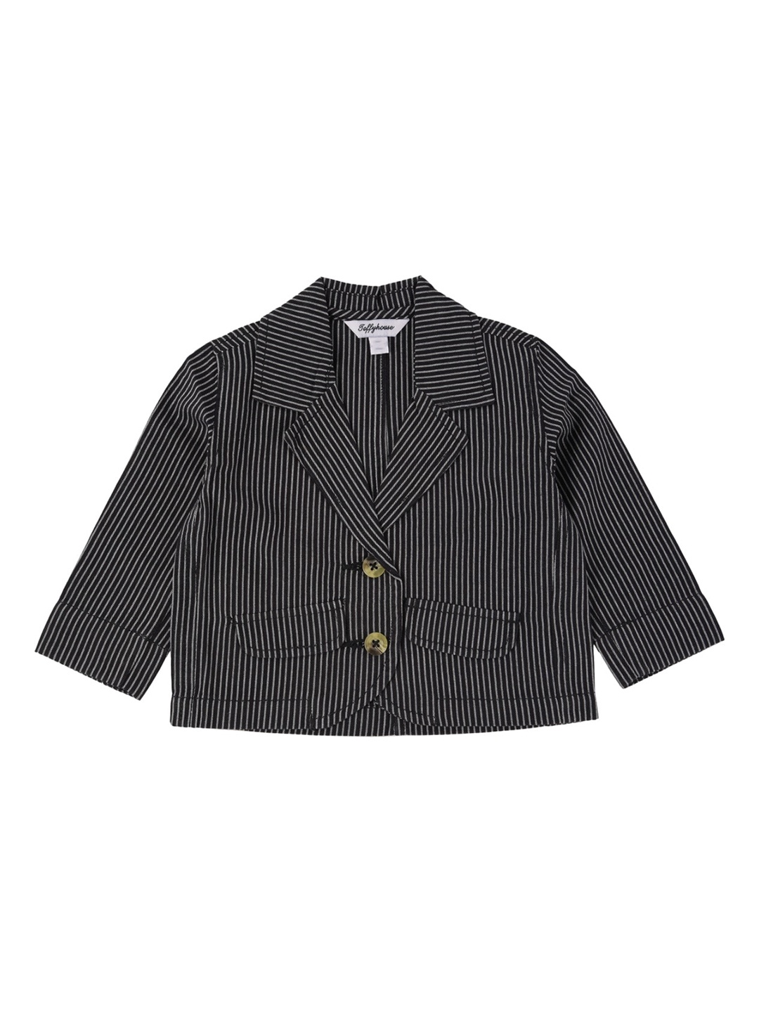 

TOFFY HOUSE Boys Black Striped Cape Jacket