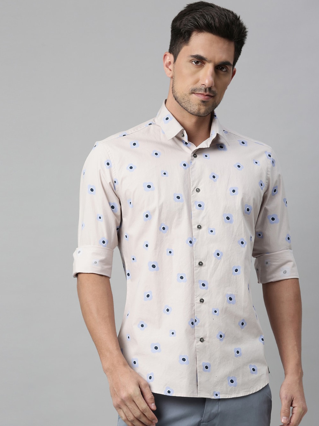 

RARE RABBIT Men Floren Regular Fit Printed Shirt, Beige