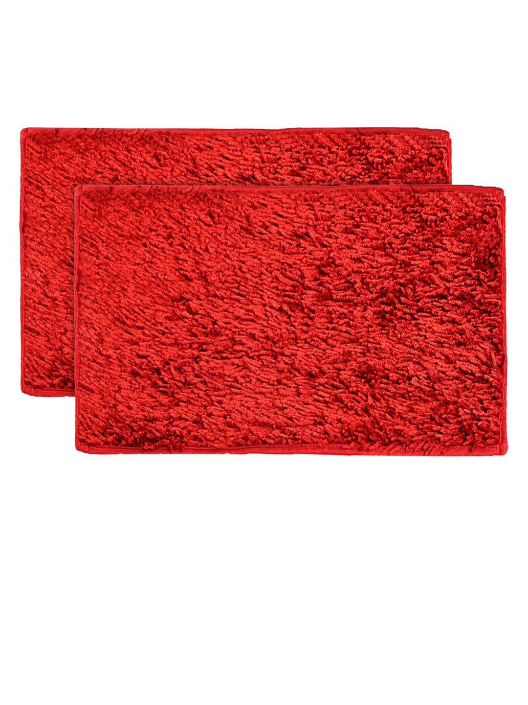 

Kuber Industries Set Of 2 Red Shaggy Velvet Anti-Skid Doormats