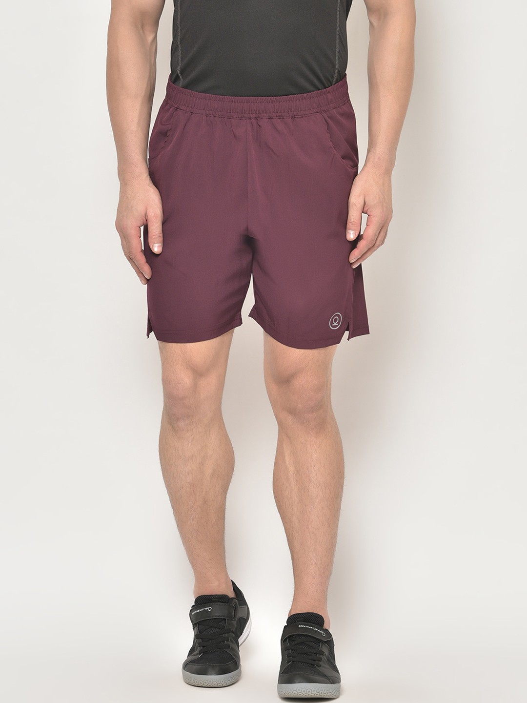 

CHKOKKO Men Maroon Solid Regular Fit Sports Shorts
