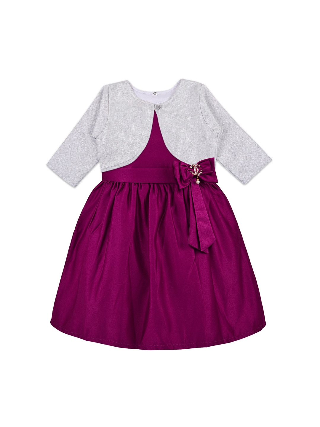 Wish Karo Girls Magenta Solid Fit and Flare Dress