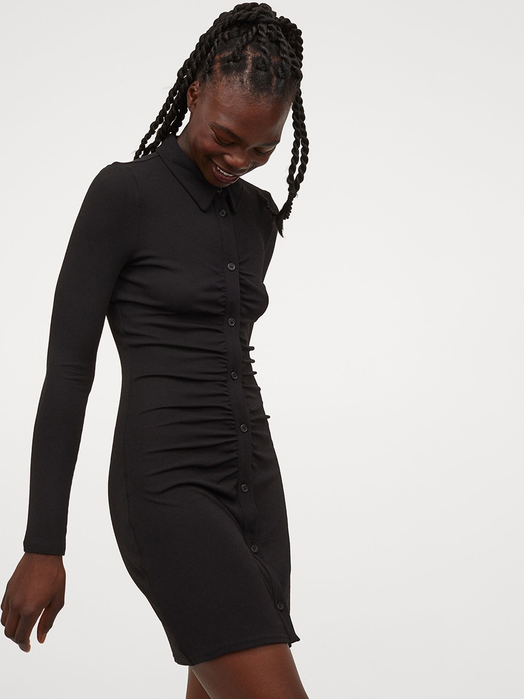 

H&M Women Black Draped dress