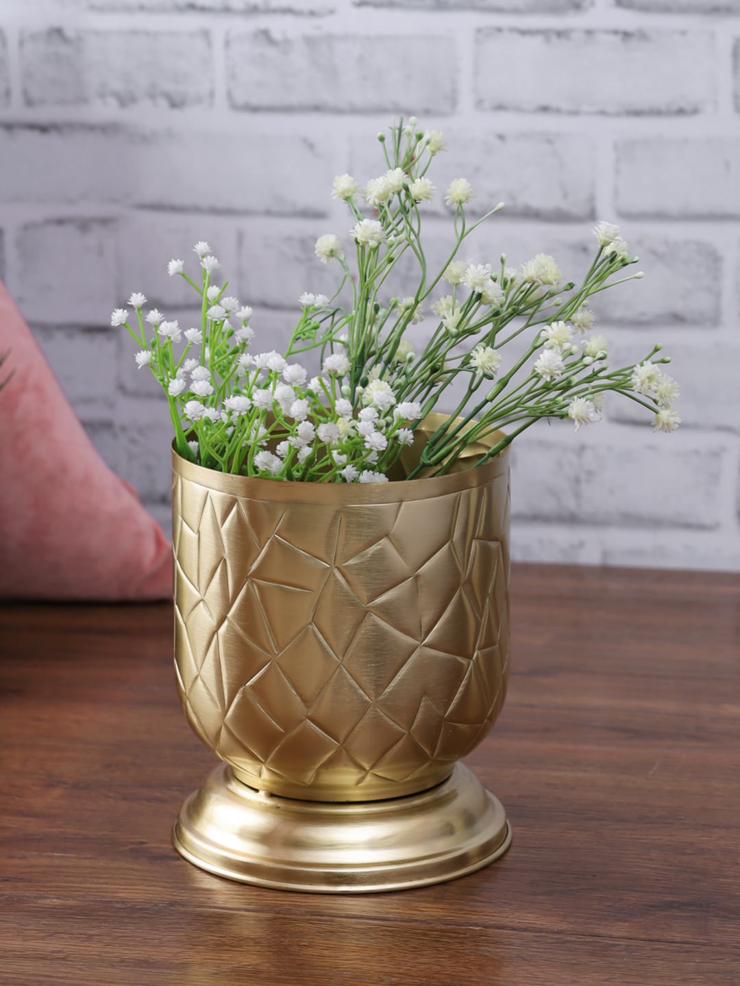 

HomeTown Gold-Toned Modern Desk Metal Planter