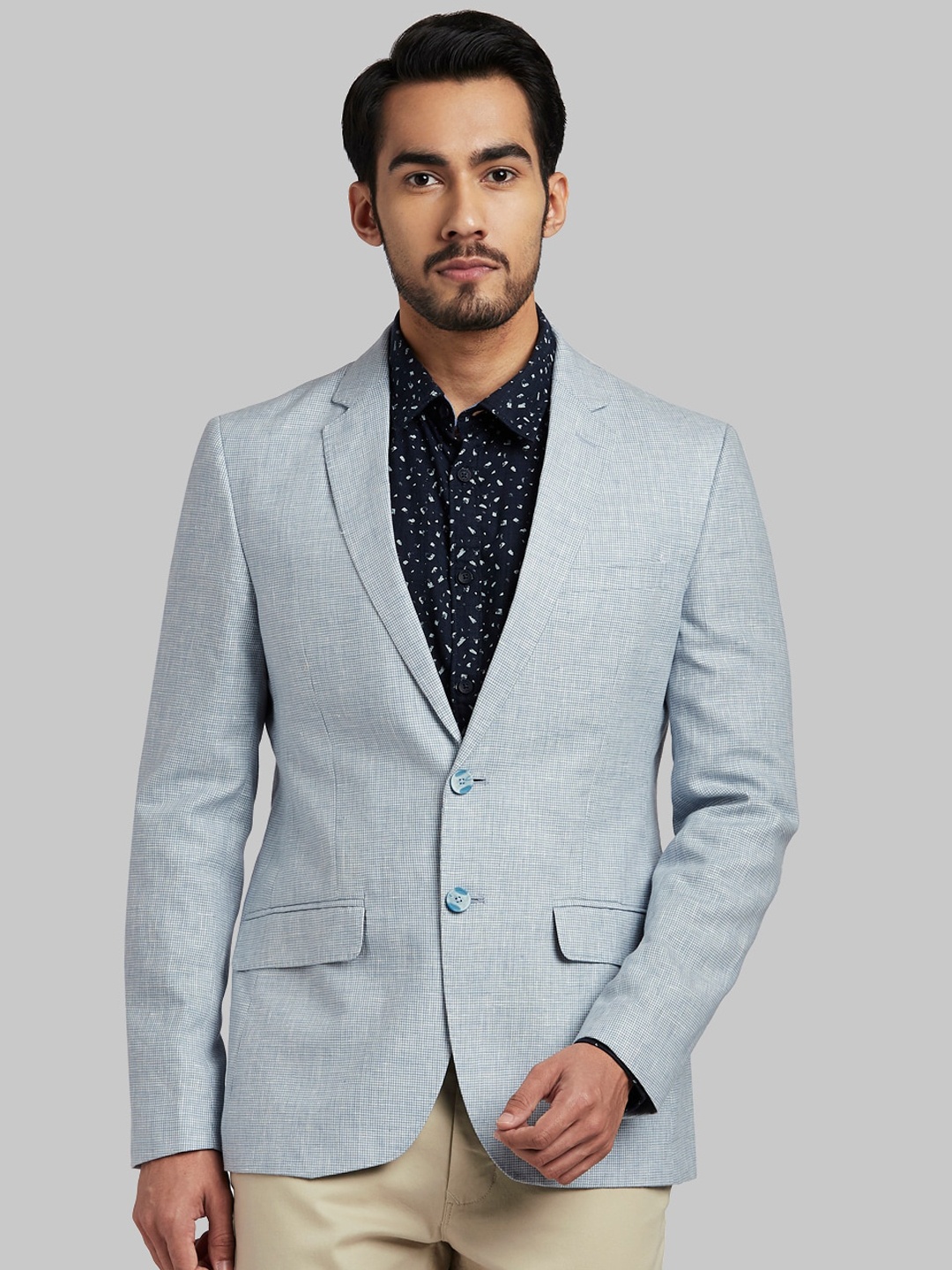 

Parx Men Blue Checked Single-Breasted Casual Blazer