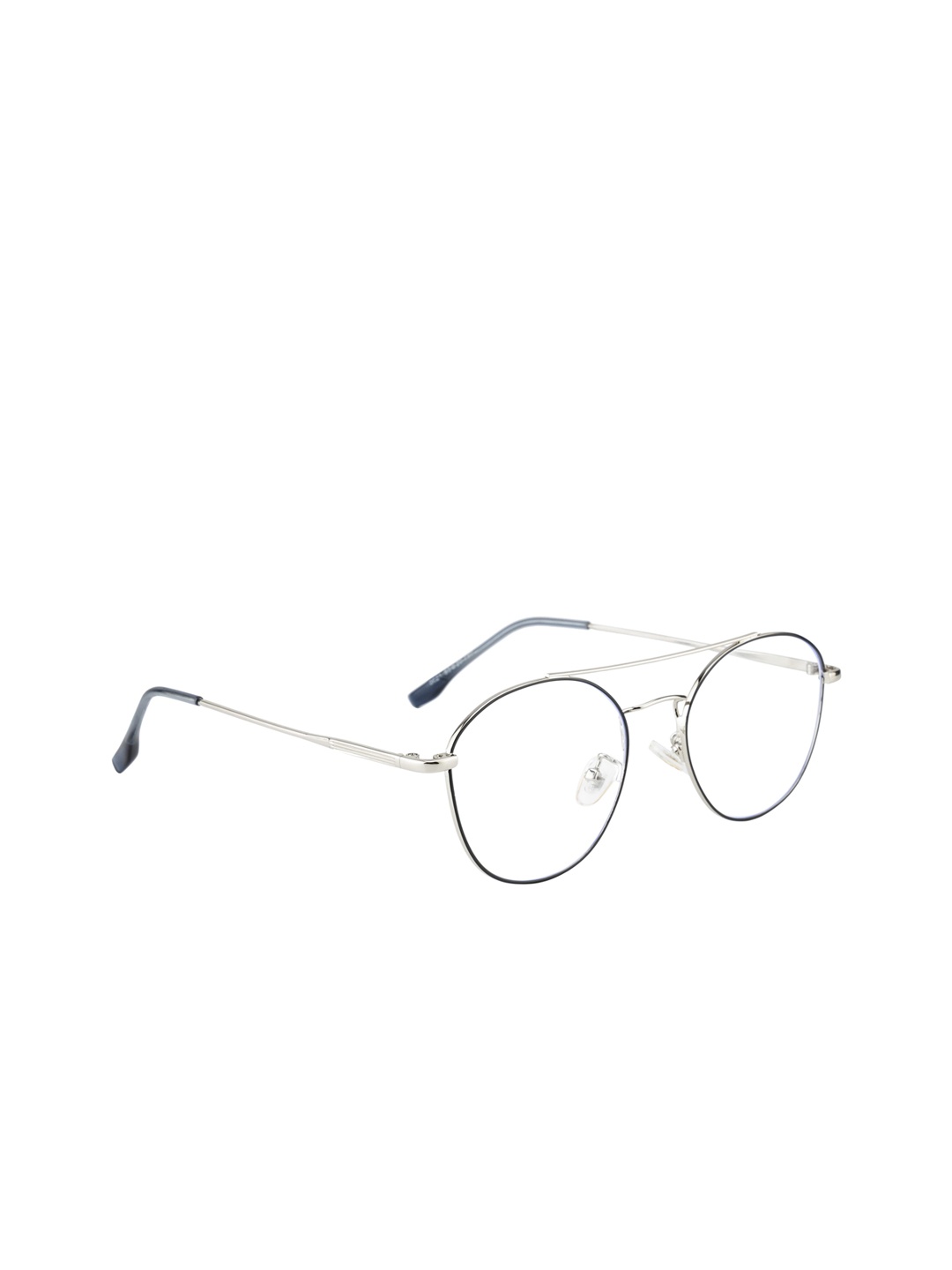 Clark N Palmer Unisex Black & Silver-Toned Full Rim Aviator Frames CNP-8621