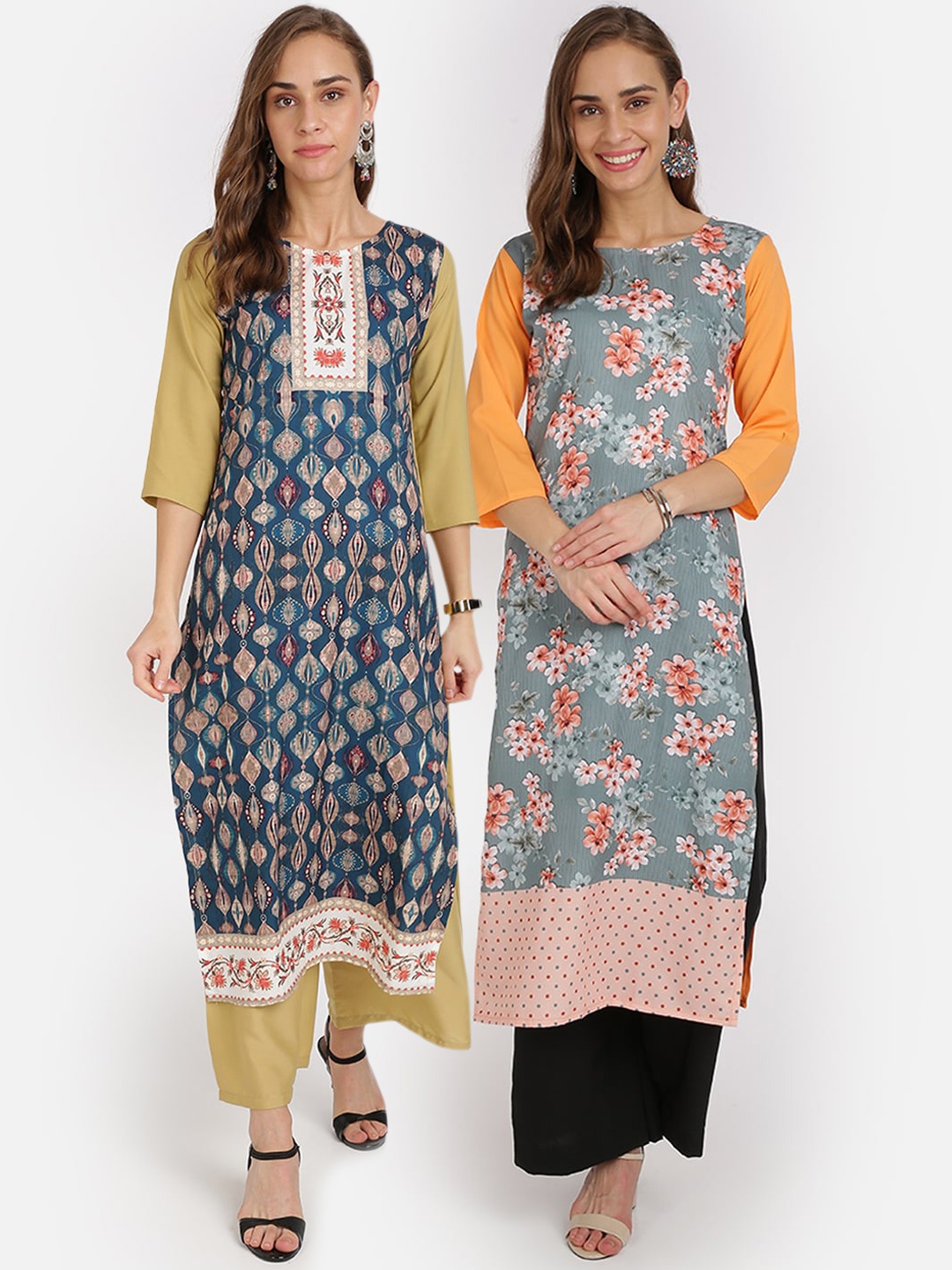 

Florence Women Pack Of 2 Printed Kurta with Palazzos, Multi