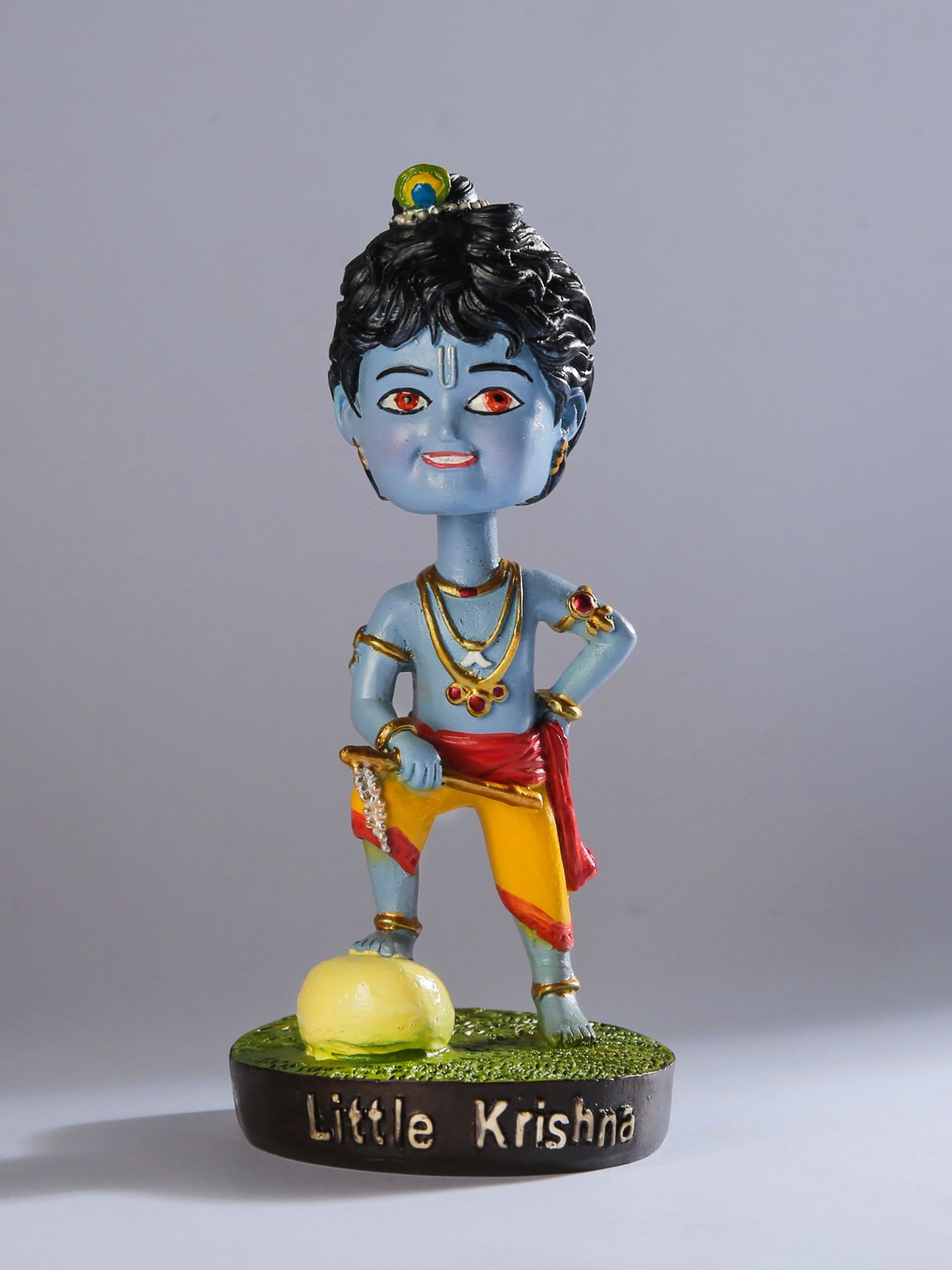 

Bigsmall Blue & Yellow Little Krishna Bobblehead Collectible