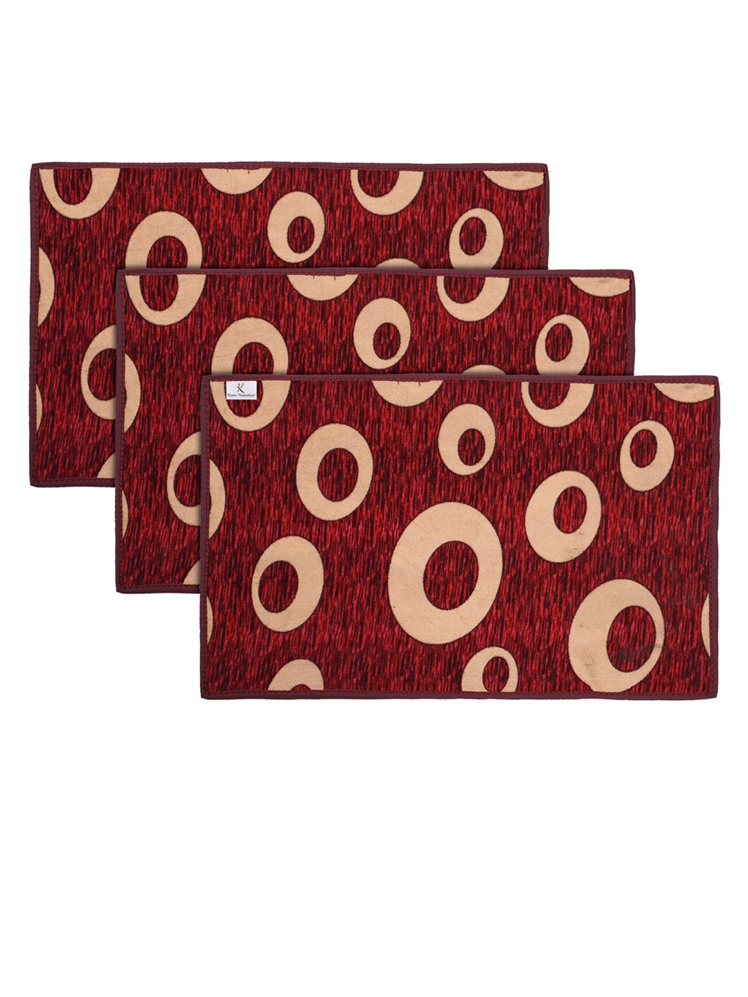 

Kuber Industries Set Of 3 Maroon & Beige Printed Anti-Skid Doormats