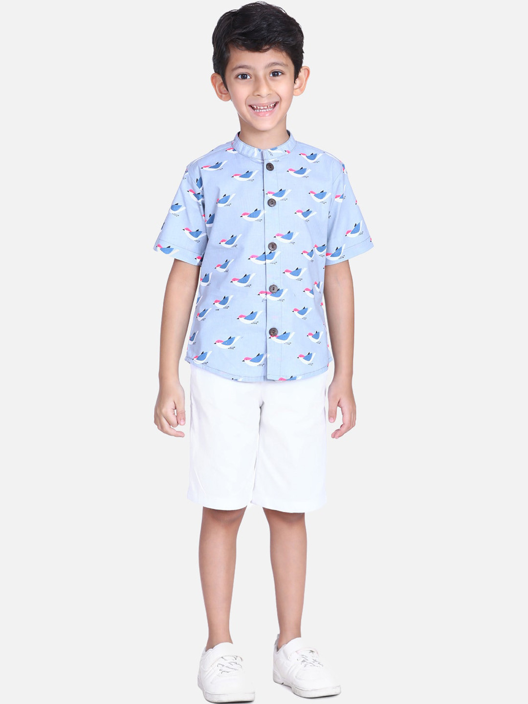 

Cutiekins Boys Blue & White Printed Shirt with Shorts