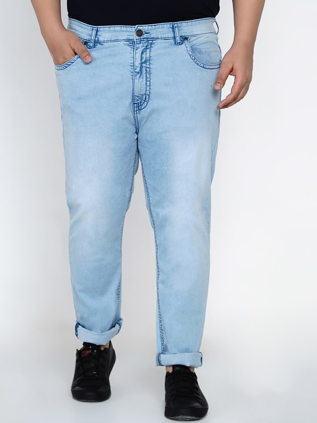 

John Pride Men Blue Regular Fit Mid-Rise Plus Size Clean Look Stretchable Jeans