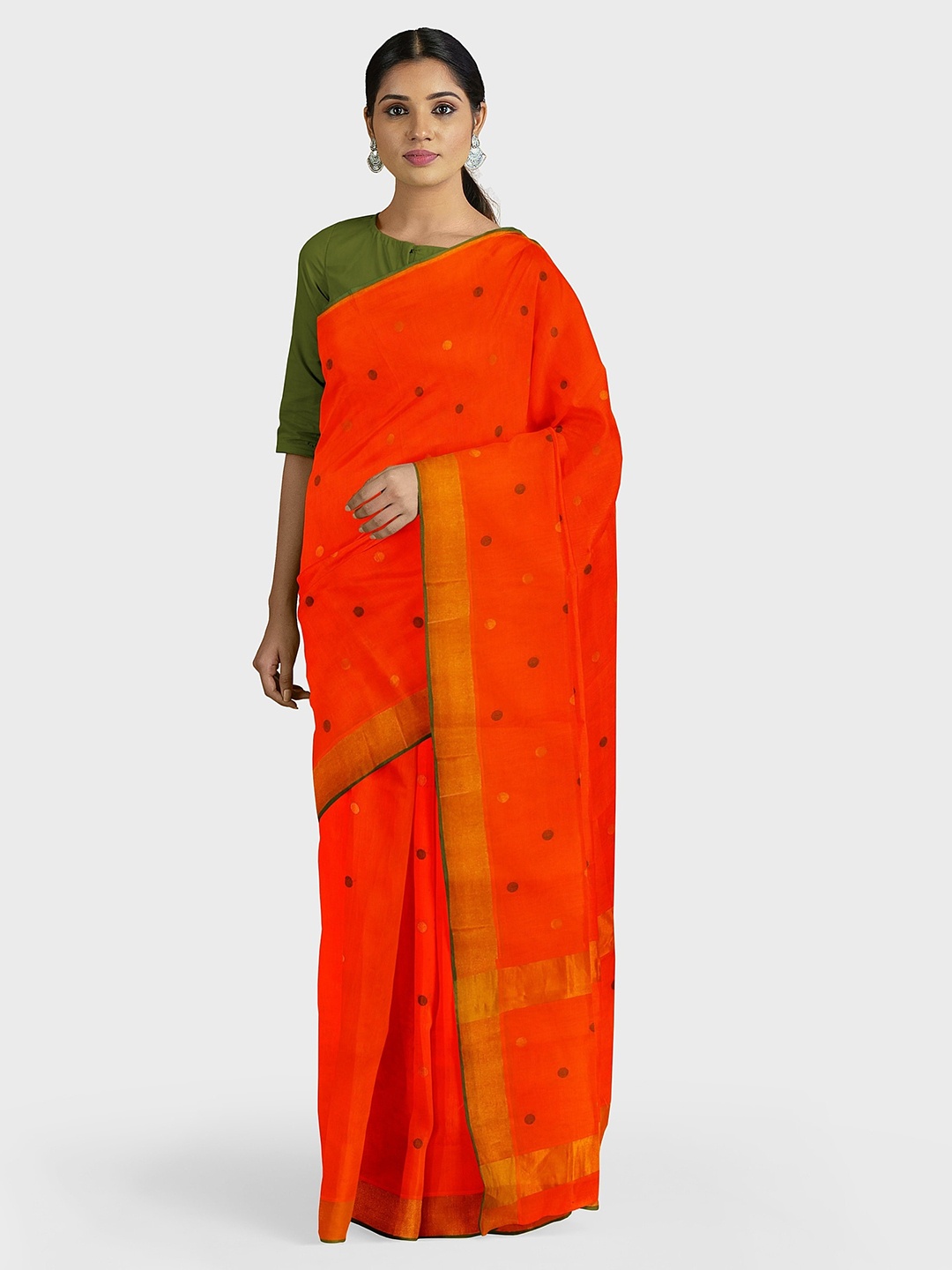 

APCO Orange Woven Design Pure Cotton Saree