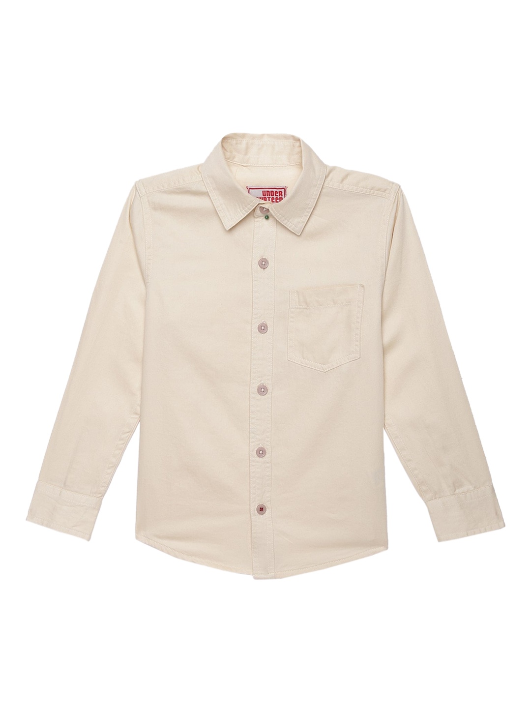 

UNDER FOURTEEN ONLY Boys Cream-Coloured Regular Fit Solid Casual Shirt