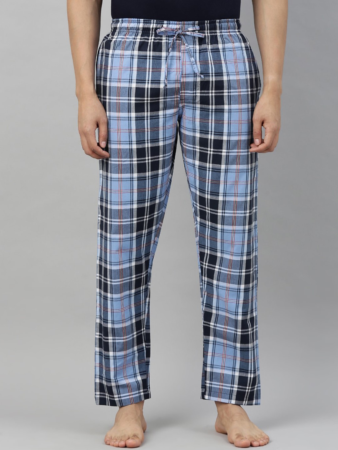 

Joven Men Blue & Black Checked Lounge Pants