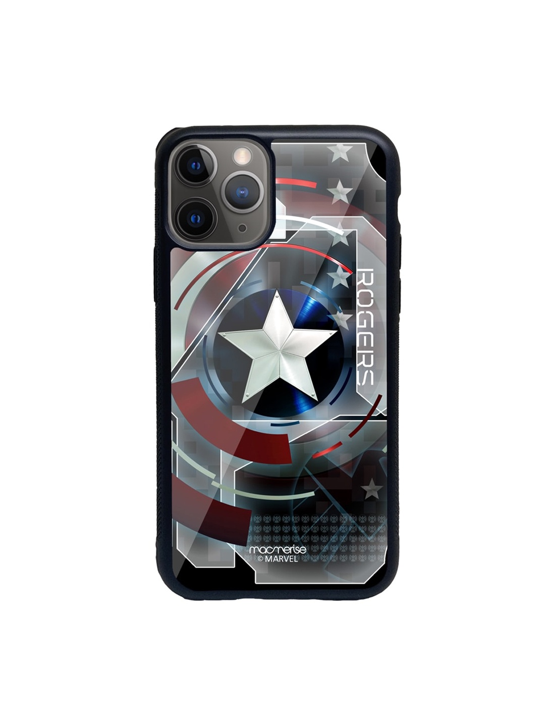 

macmerise Silver-Toned & Red Cap Am Rogers Pattern iPhone 11 Pro Max Back Case