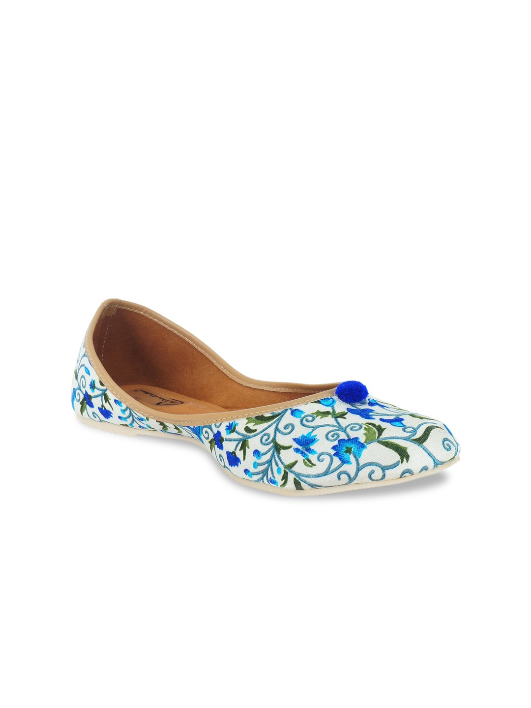 

The Desi Dulhan Women Blue Printed Mojaris