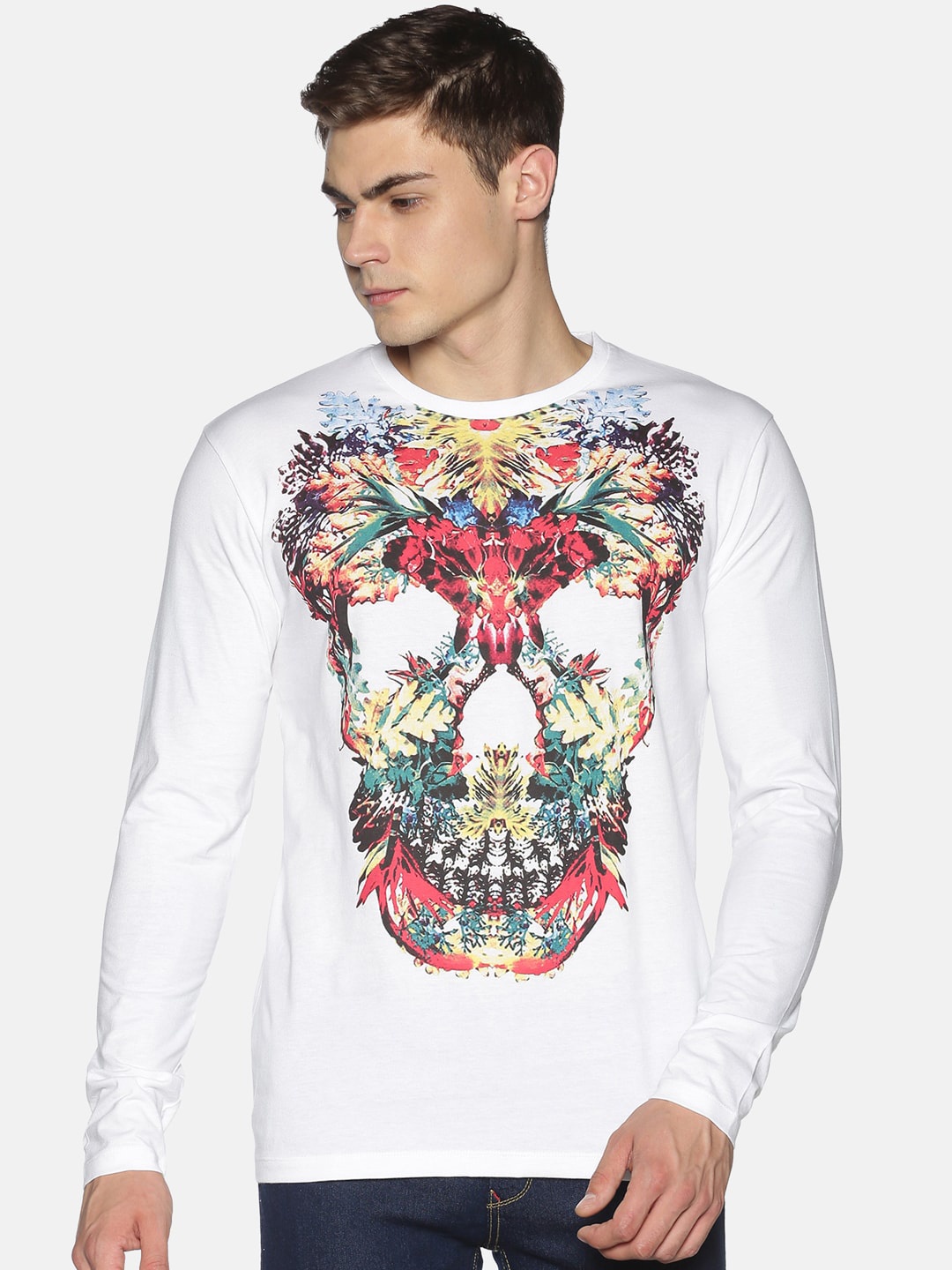 

UrGear Men White Printed Round Neck Cotton Pure Cotton T-shirt