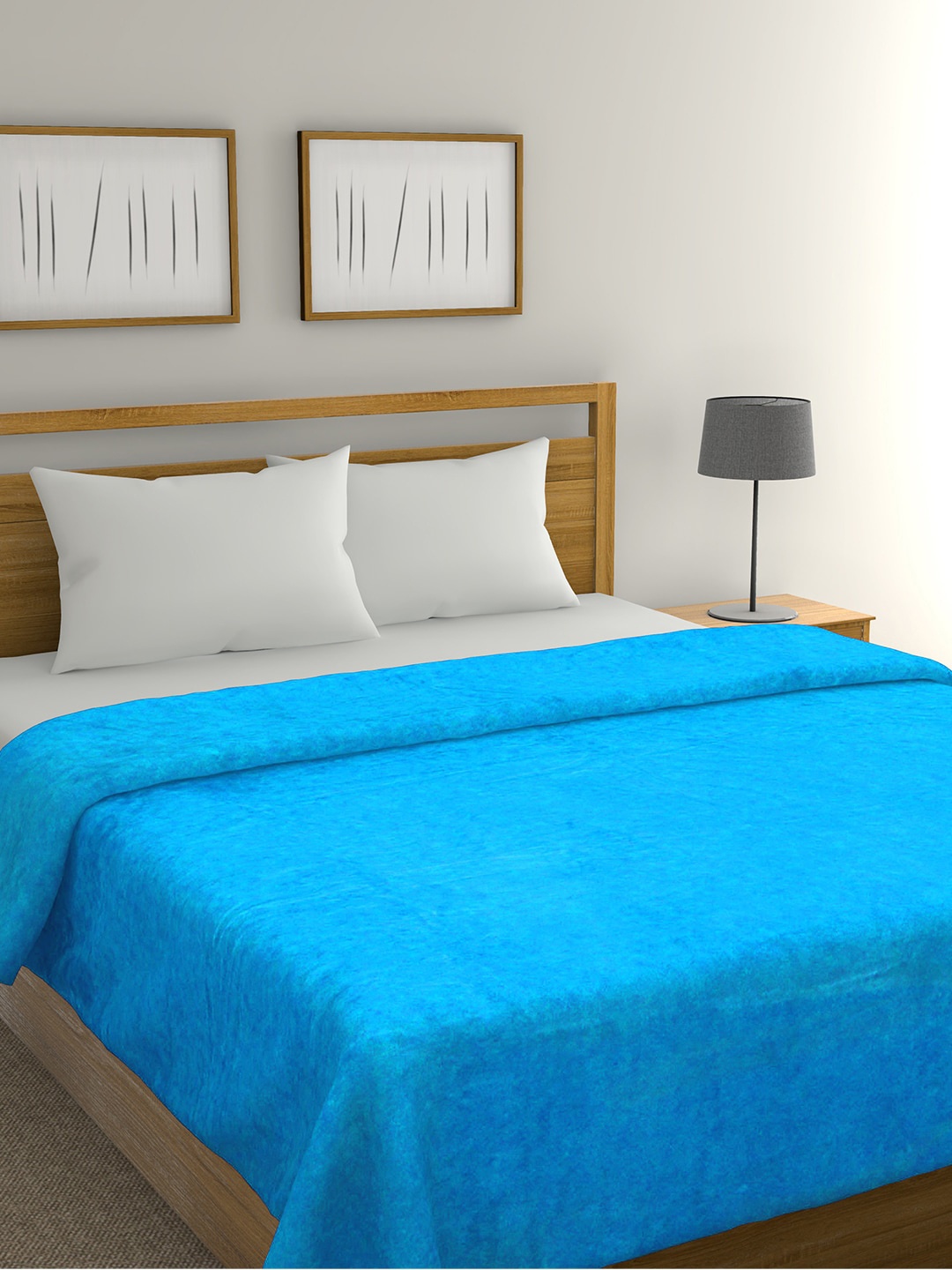 

Florida Blue Solid AC Room 300 GSM Double Bed Blanket