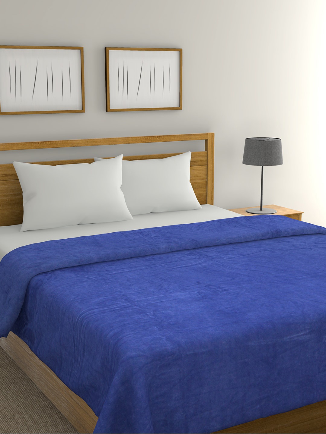 

Florida Navy Blue Solid AC Room 300 GSM Double Bed Blanket