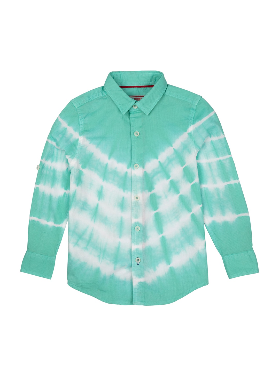 

UNDER FOURTEEN ONLY Boys Green Regular Fit Printed Casual Shirt