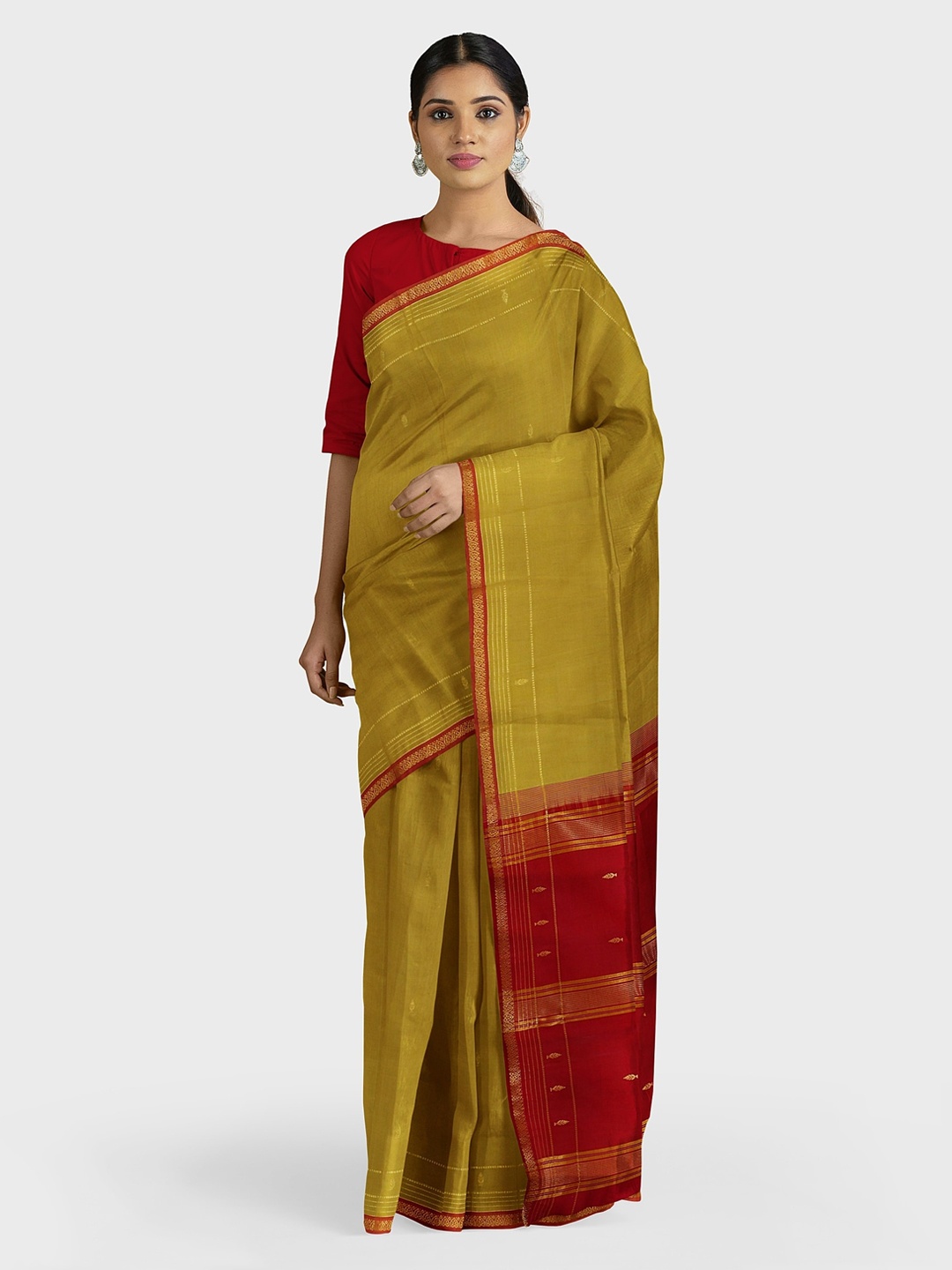 

APCO Green & Red Pure Cotton Woven Design Saree