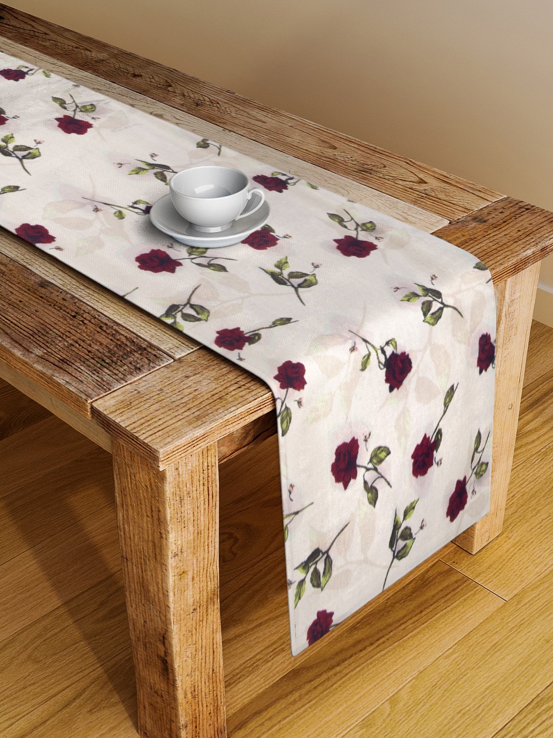 

Alina decor White & Red Printed Table Runner