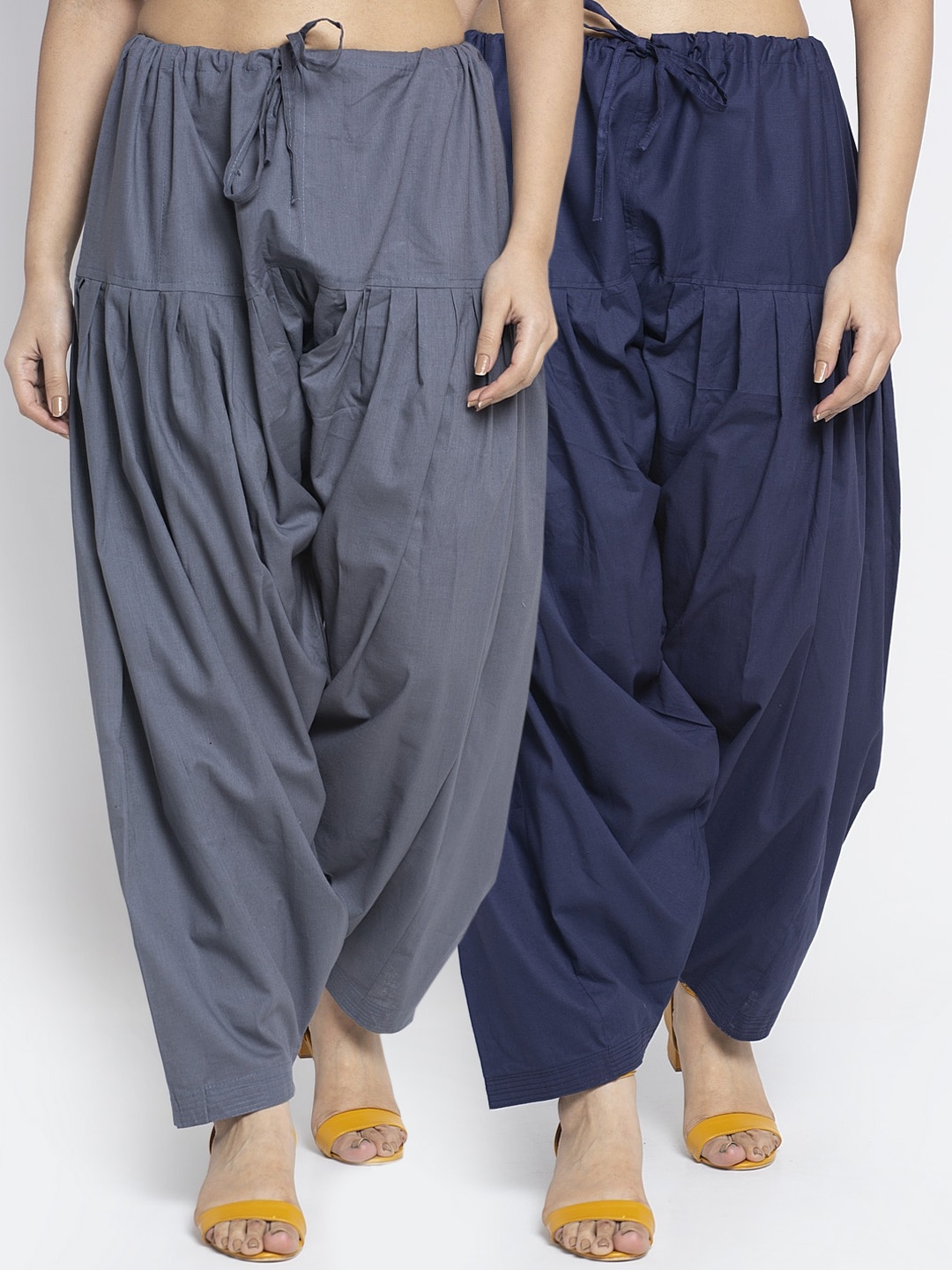 

GRACIT Women Pack Of 2 Grey & Navy Blue Solid Salwars