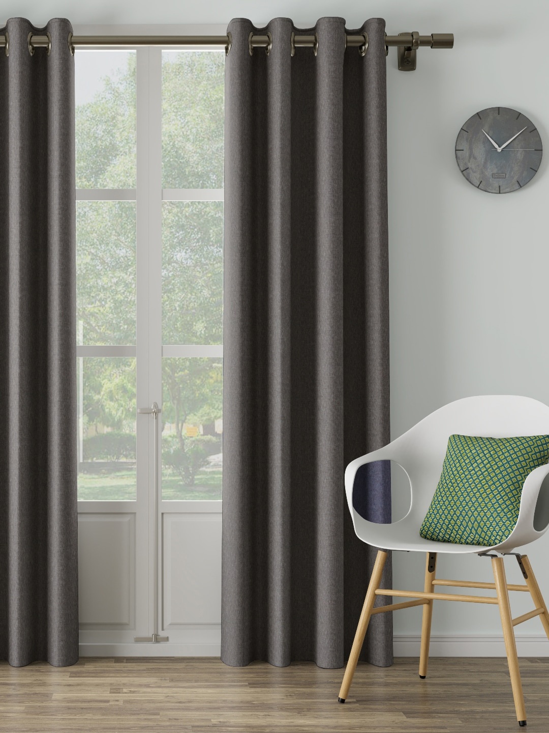 

DDecor Grey Self Design Single Long Door Curtain