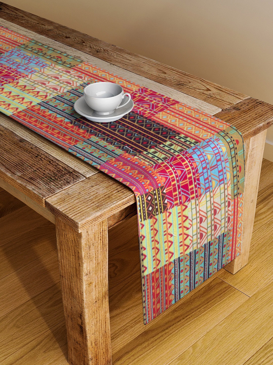 

Alina decor Pink, Yellow & Black Ethnic Motif Table Runner