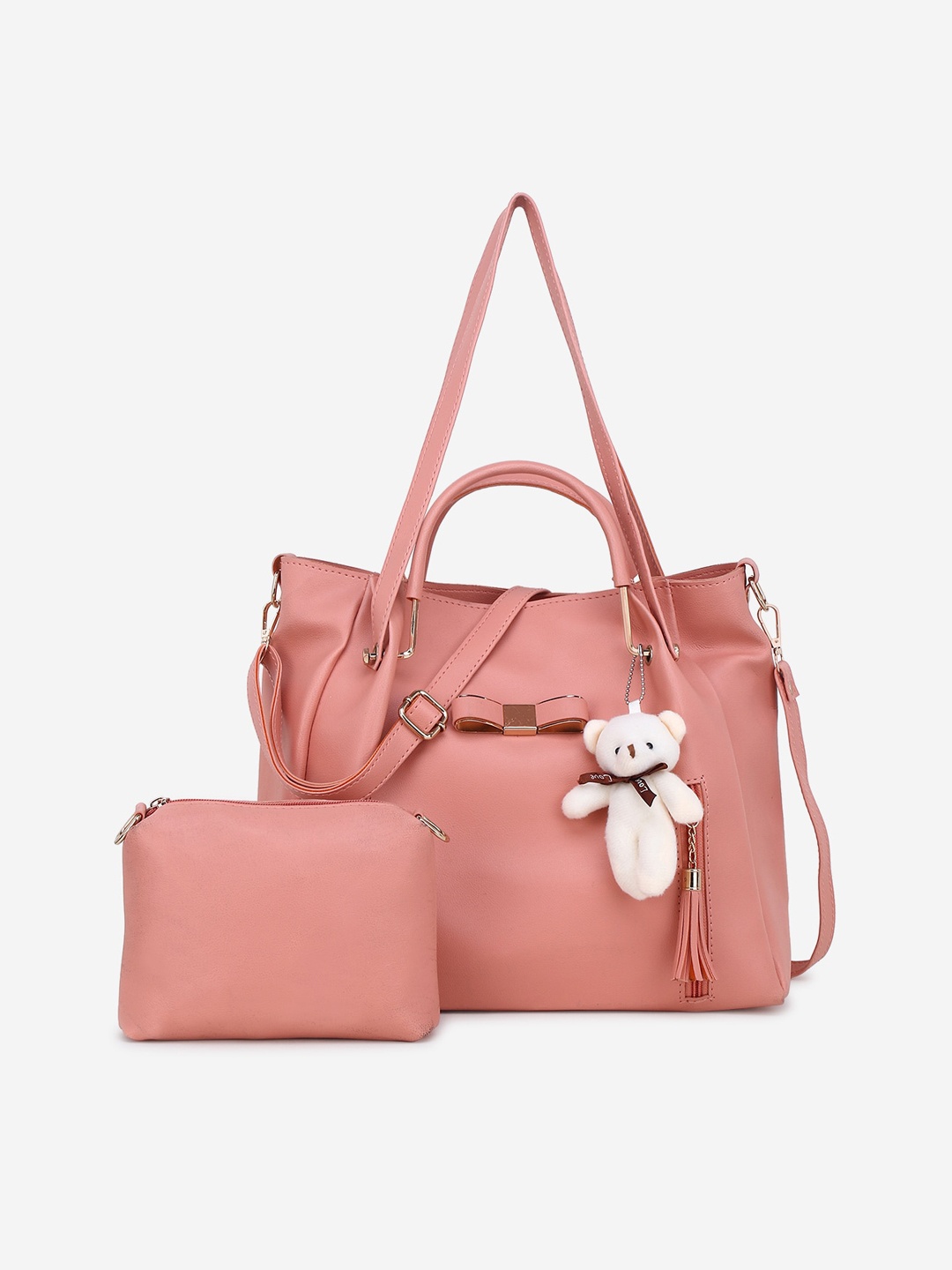

Stropcarry Peach-Coloured Solid Shoulder Bag With Pouch