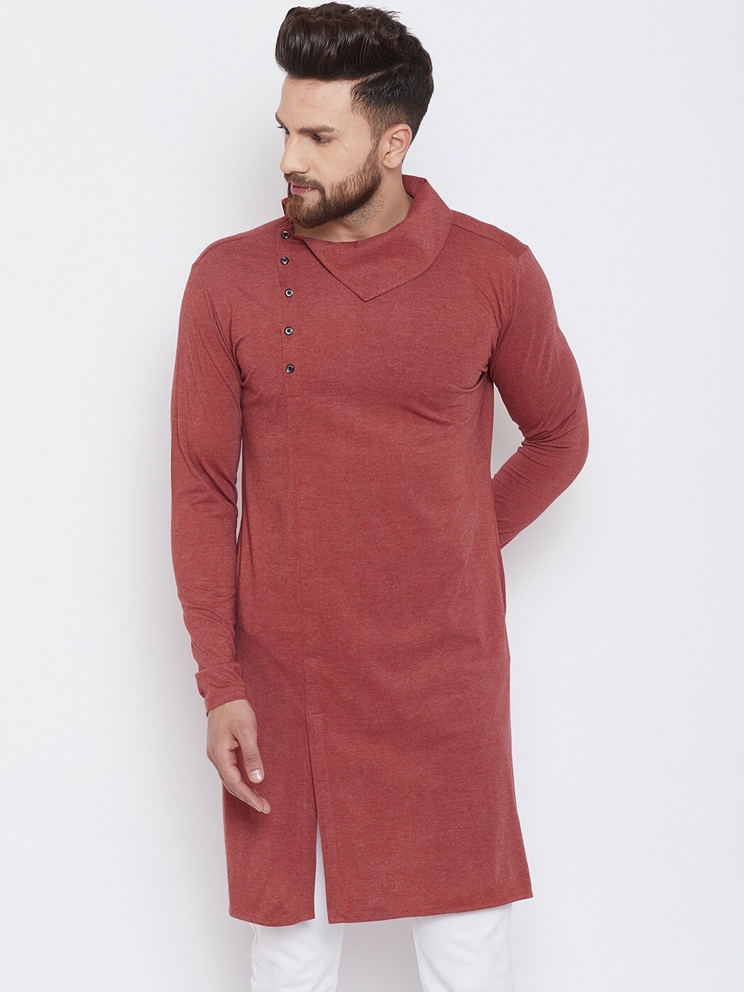 

CHILL WINSTON Men Rust Orange Cowl Neck Kurta