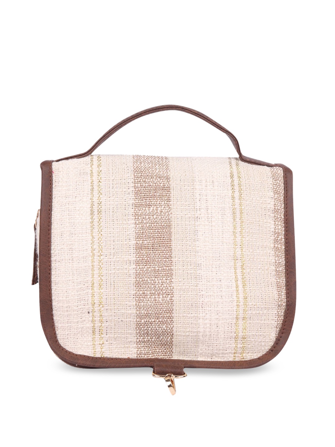 

ASTRID Cream-Coloured & Pink Makeup/Travel Organizer Box Pouch