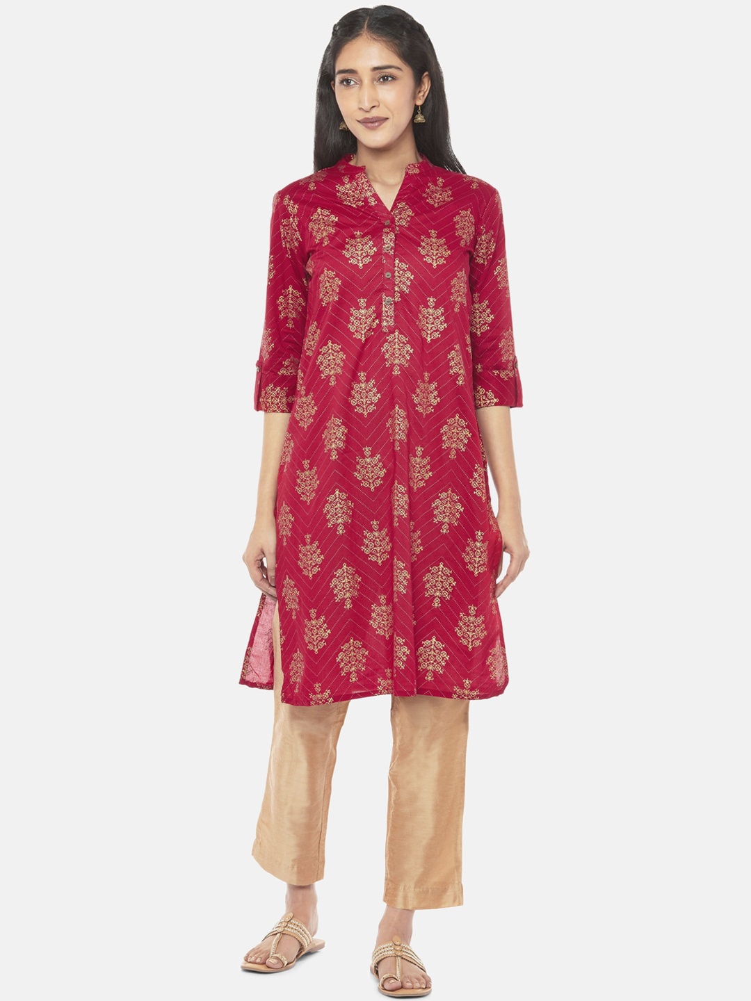 RANGMANCH BY PANTALOONS Women Red Woven Design Kurta