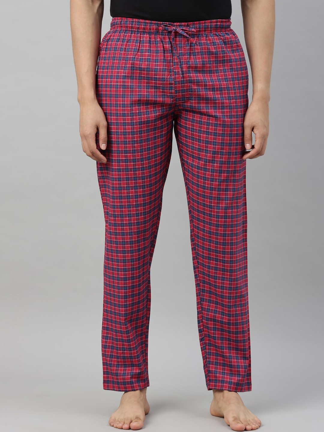 

Joven Men Maroon & Blue Checked Lounge Pants