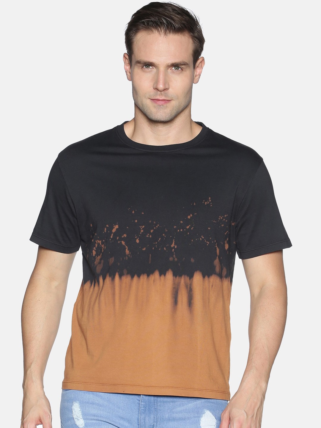 

UrGear Men Black Printed Round Neck T-shirt
