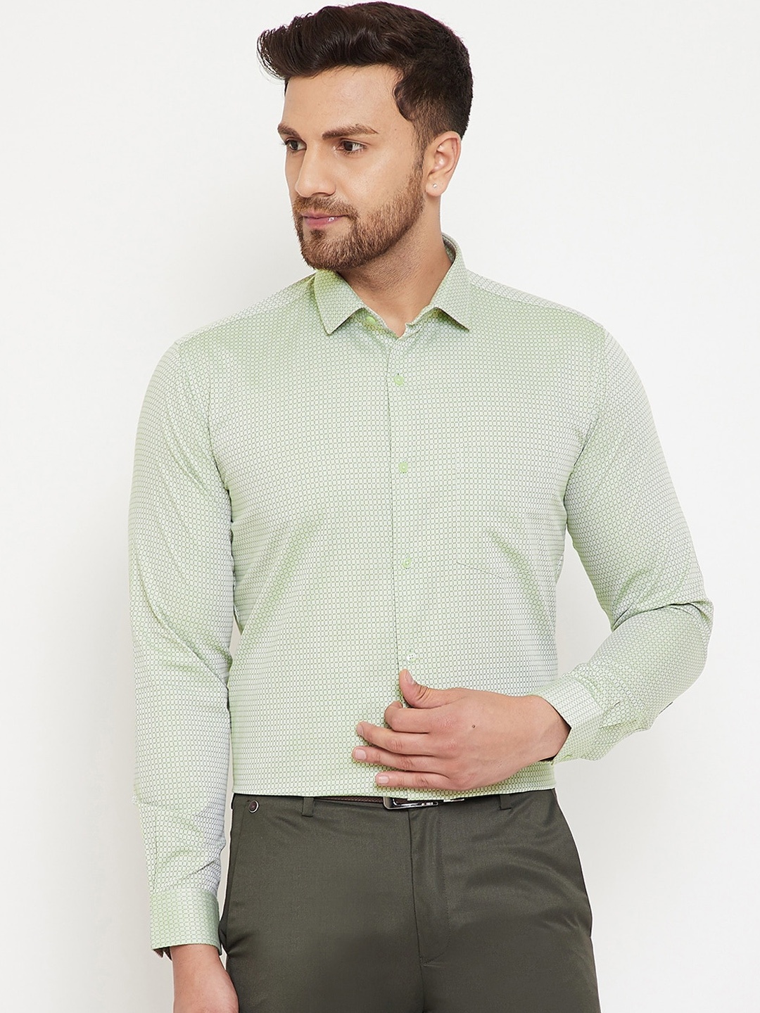 

Canary London Men Green Slim Fit Checked Casual Shirt