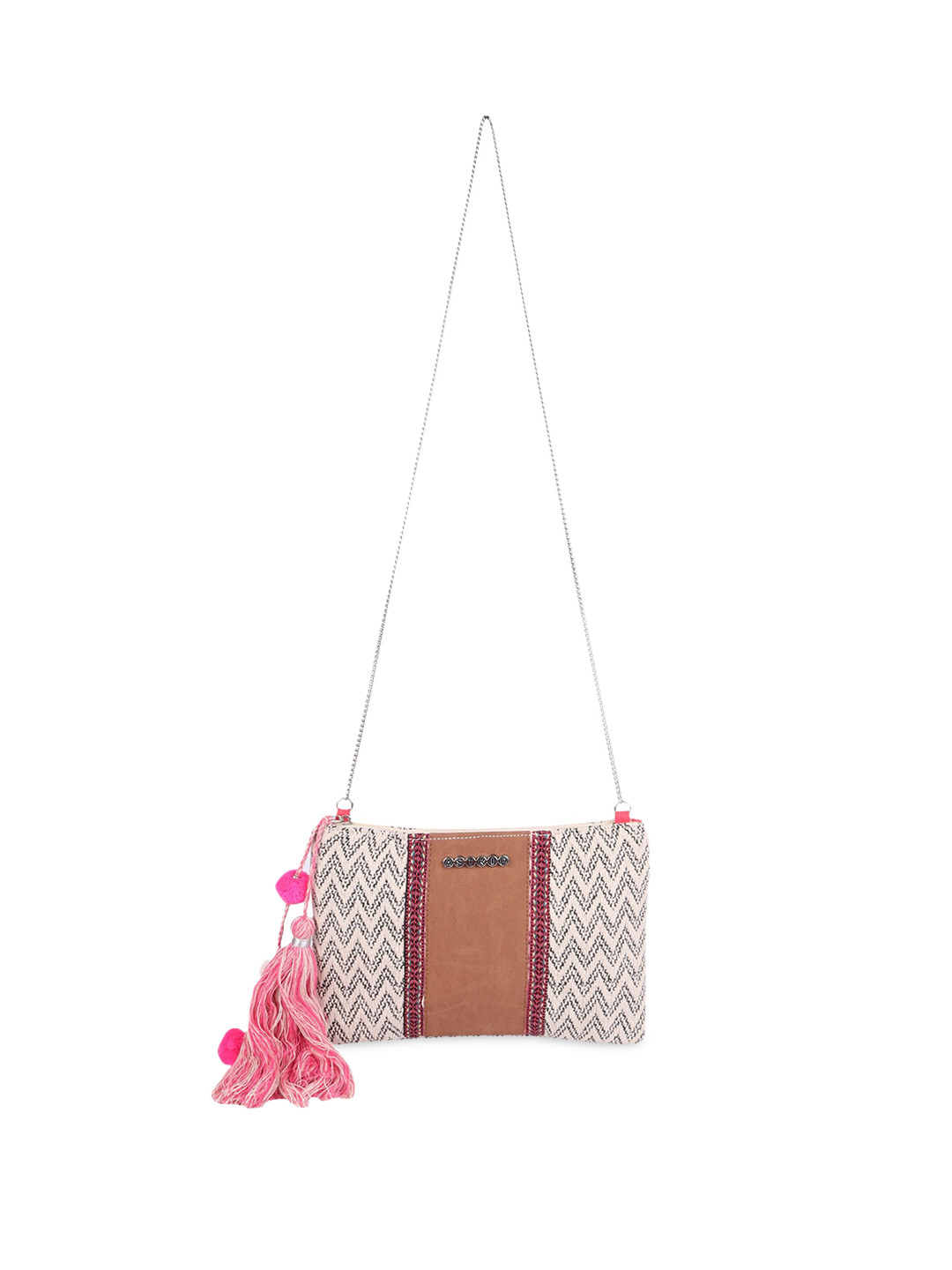 

ASTRID Cream-Coloured & Brown Self Design Sling Bag