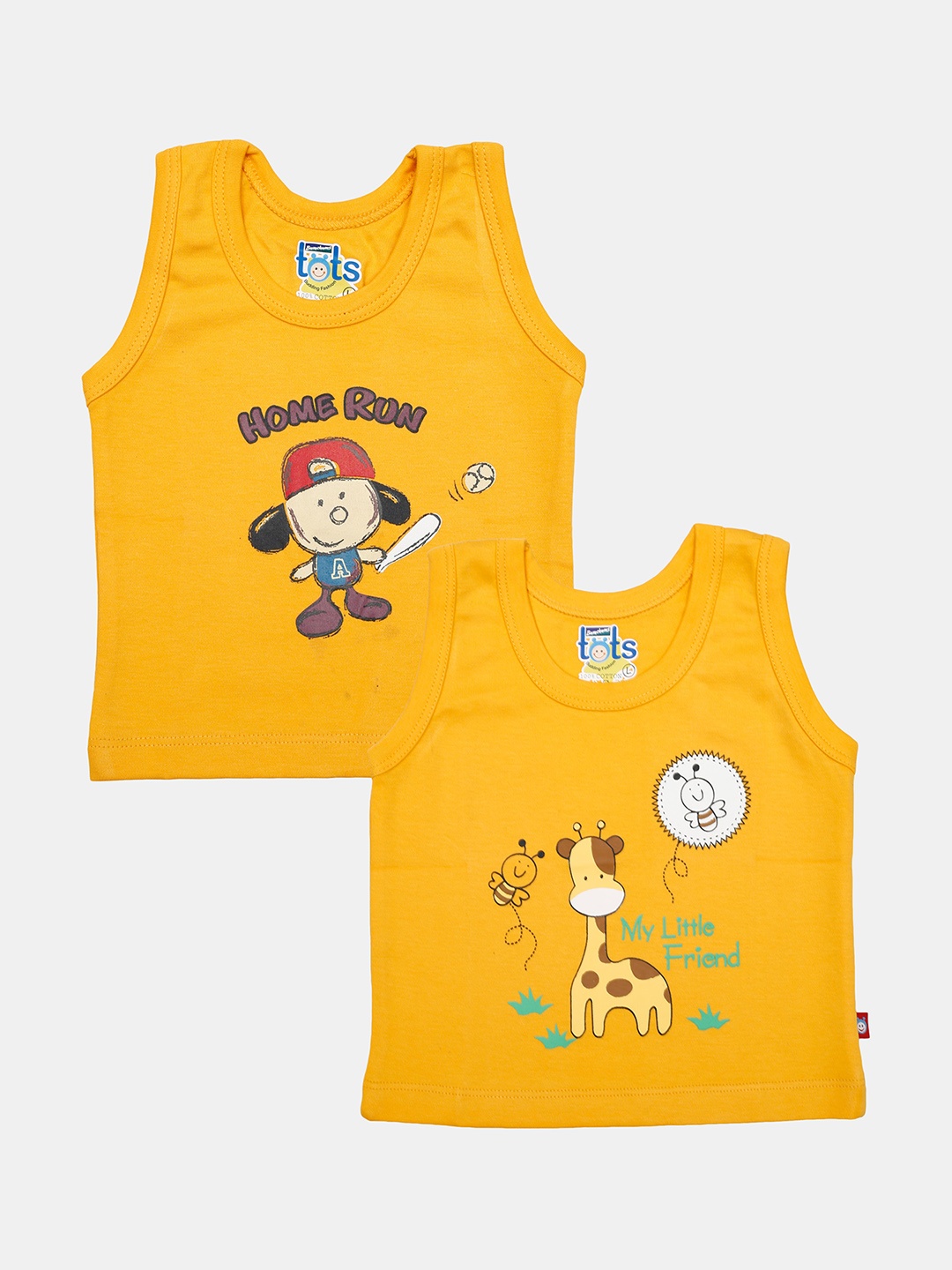 

Bumchums Kids Assorted Pack of 2 Printed Round Neck Cotton T-shirts