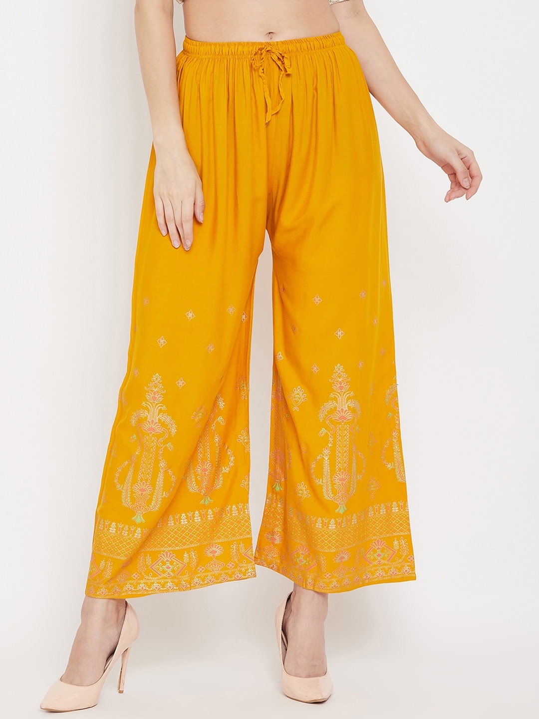 

Clora Creation Women Mustard Printed Wide Leg Palazzos