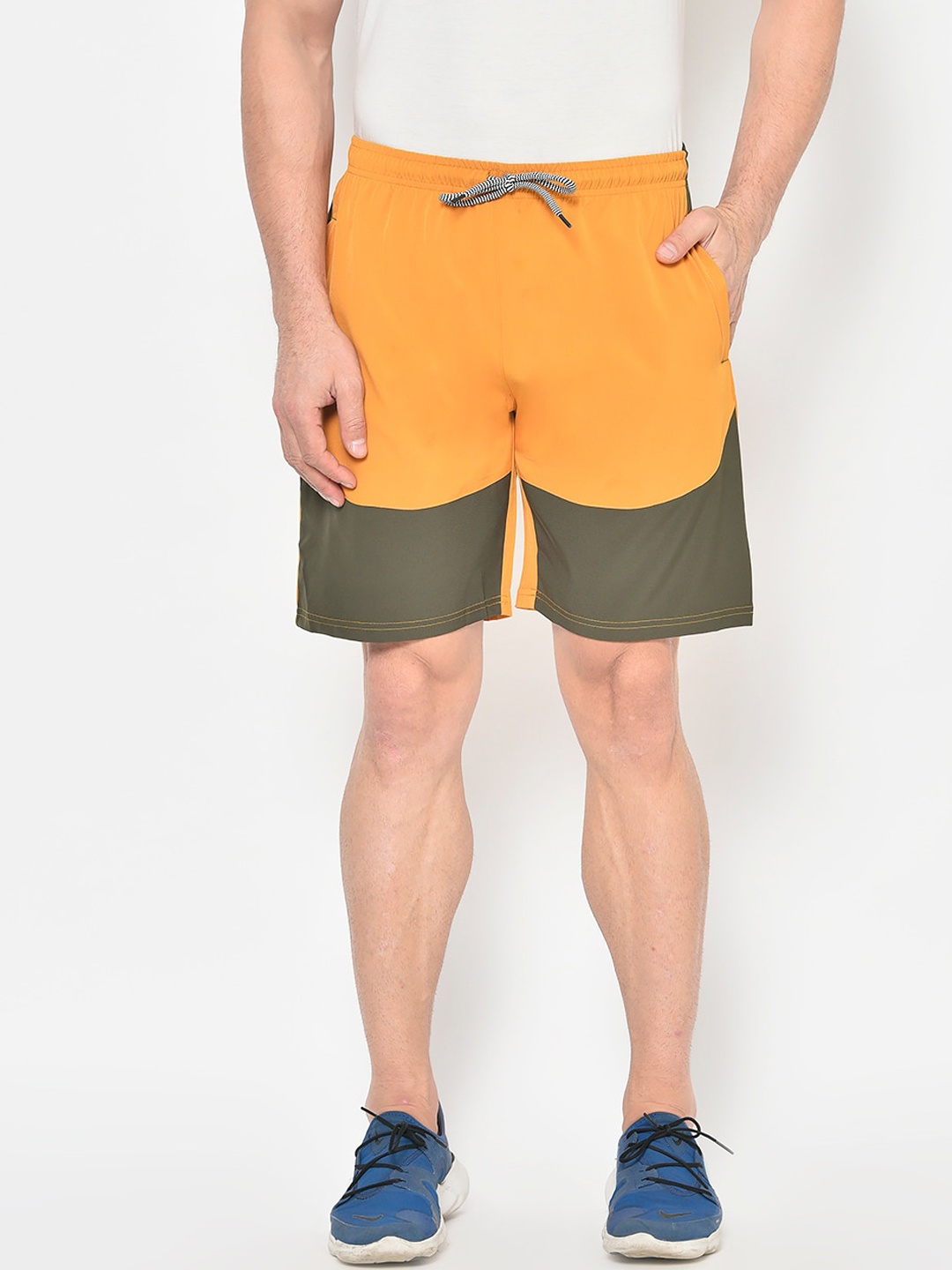 

American-Elm Men Yellow Solid Regular Fit Sports Shorts