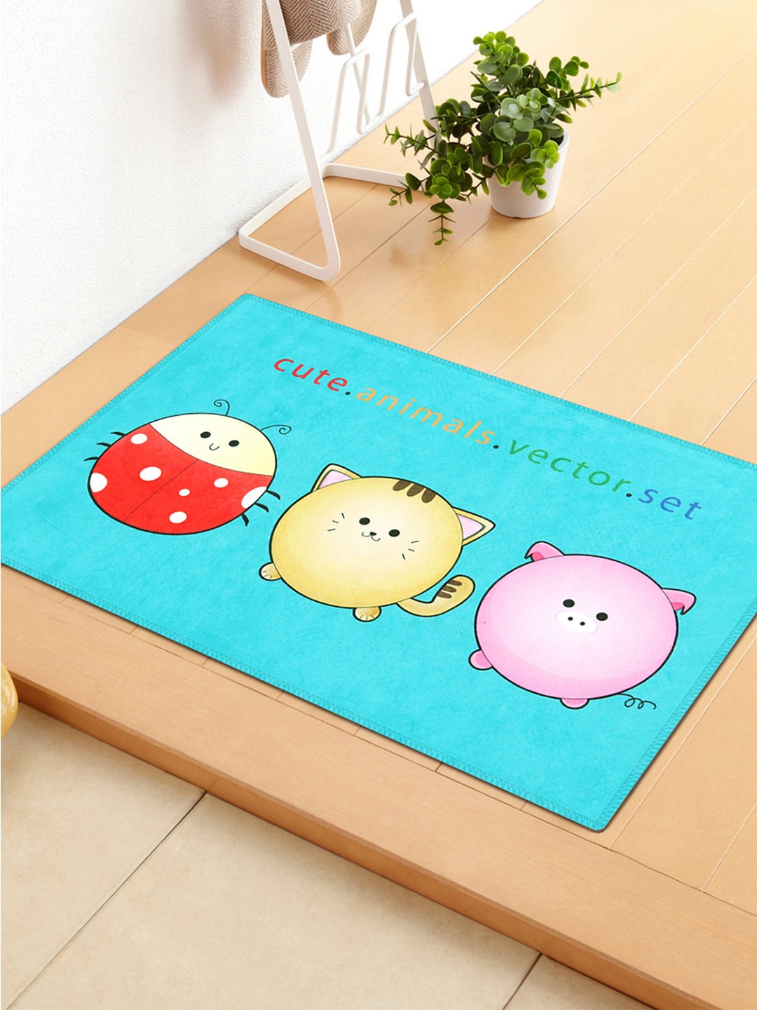 

Story@home Blue & Pink Printed Anti-Skid Doormat