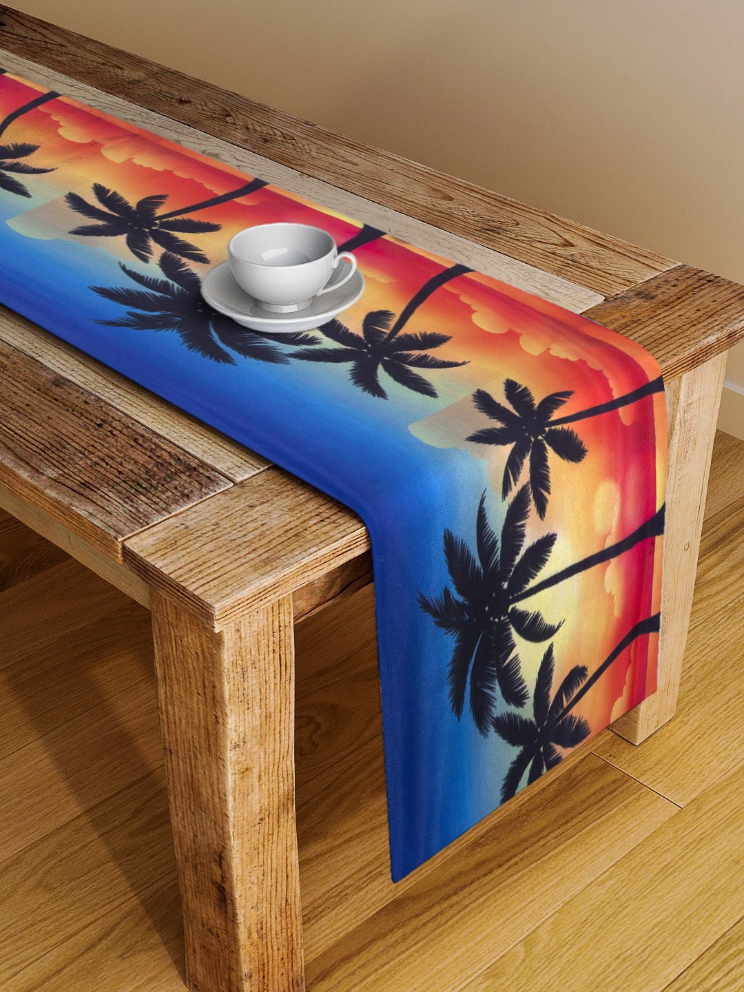 

Alina decor Blue & Orange Digital Printed Table Runner