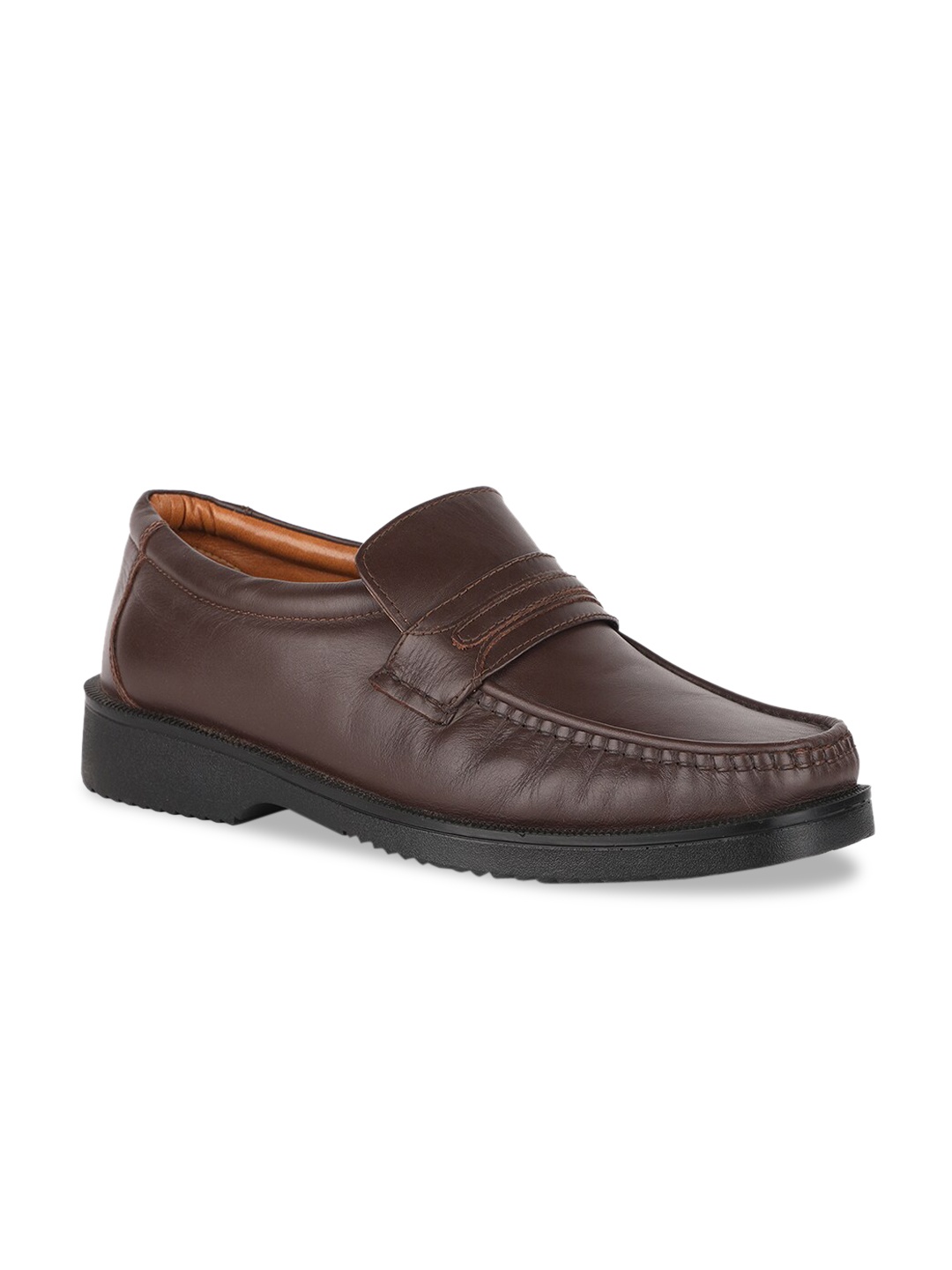 

Bata Men Brown Solid Leather Formal Loafers