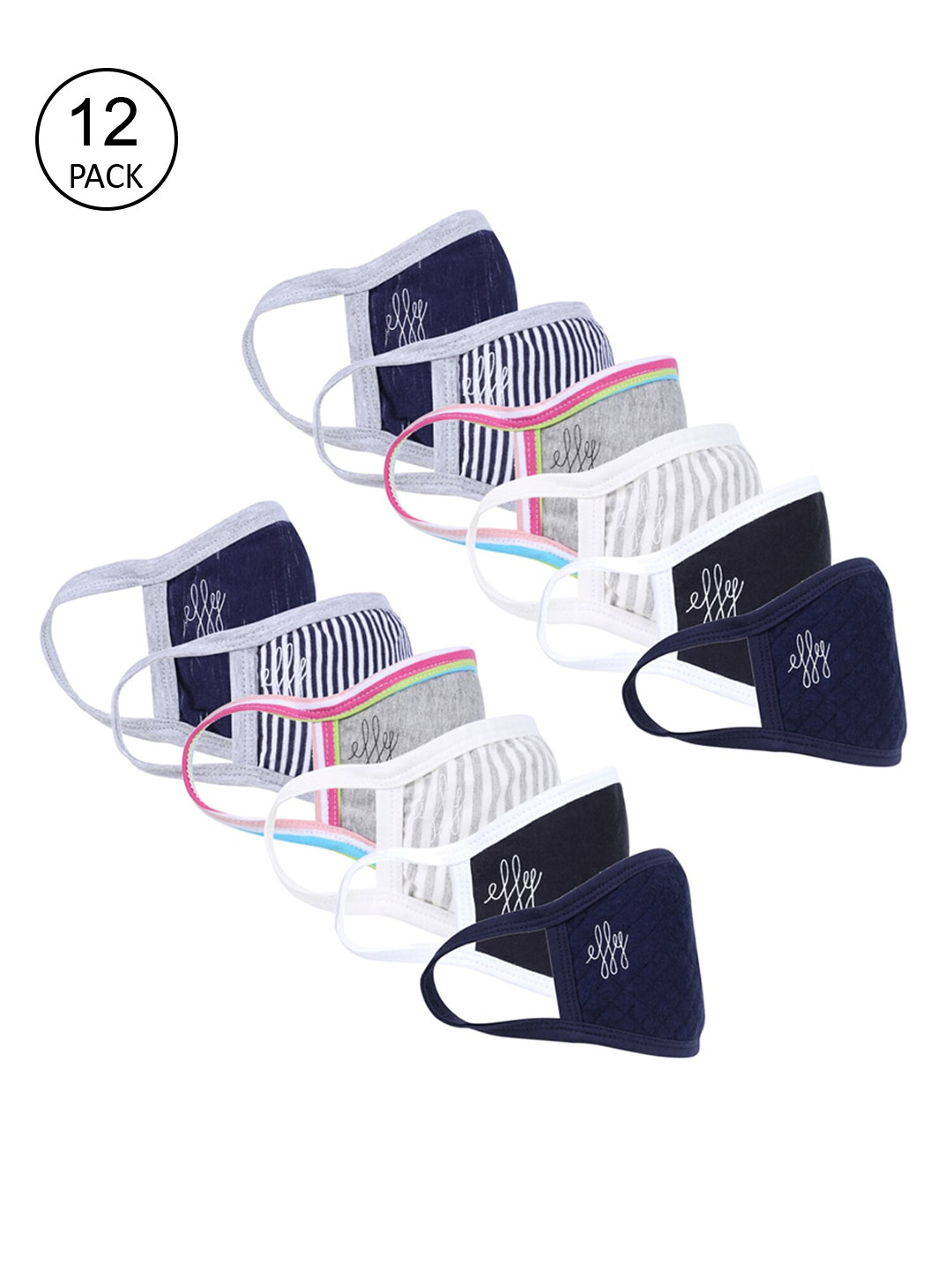 

effy Men Pack Of 12 2-Py Reusable Cloth Masks, Blue