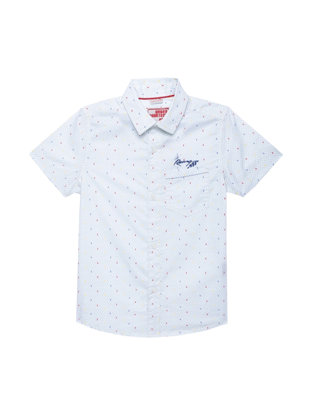 

UNDER FOURTEEN ONLY Boys Off-White Regular Fit Printed Casual Shirt