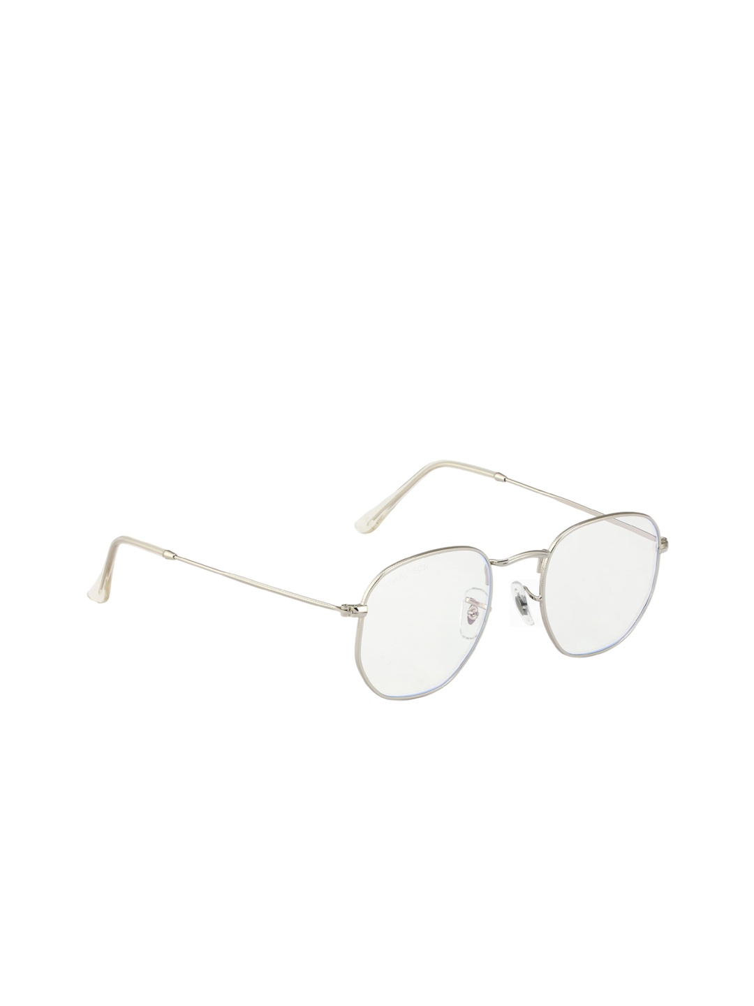 ROYAL SON Unisex Clear Lens & Silver-Toned Round UV Protected Sunglasses CHI00108-C2