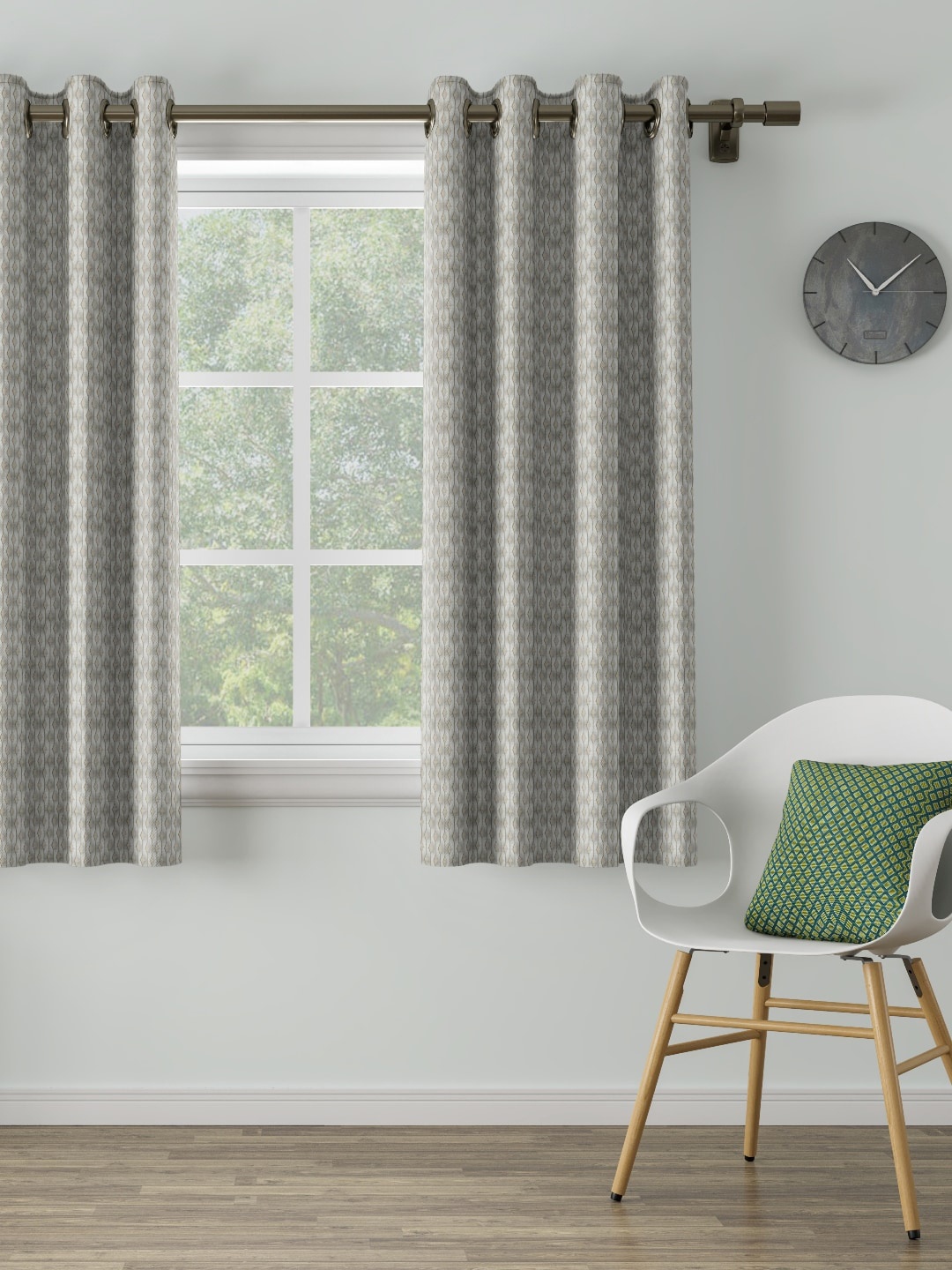 

DDecor Grey & White Single Sheer Window Curtain