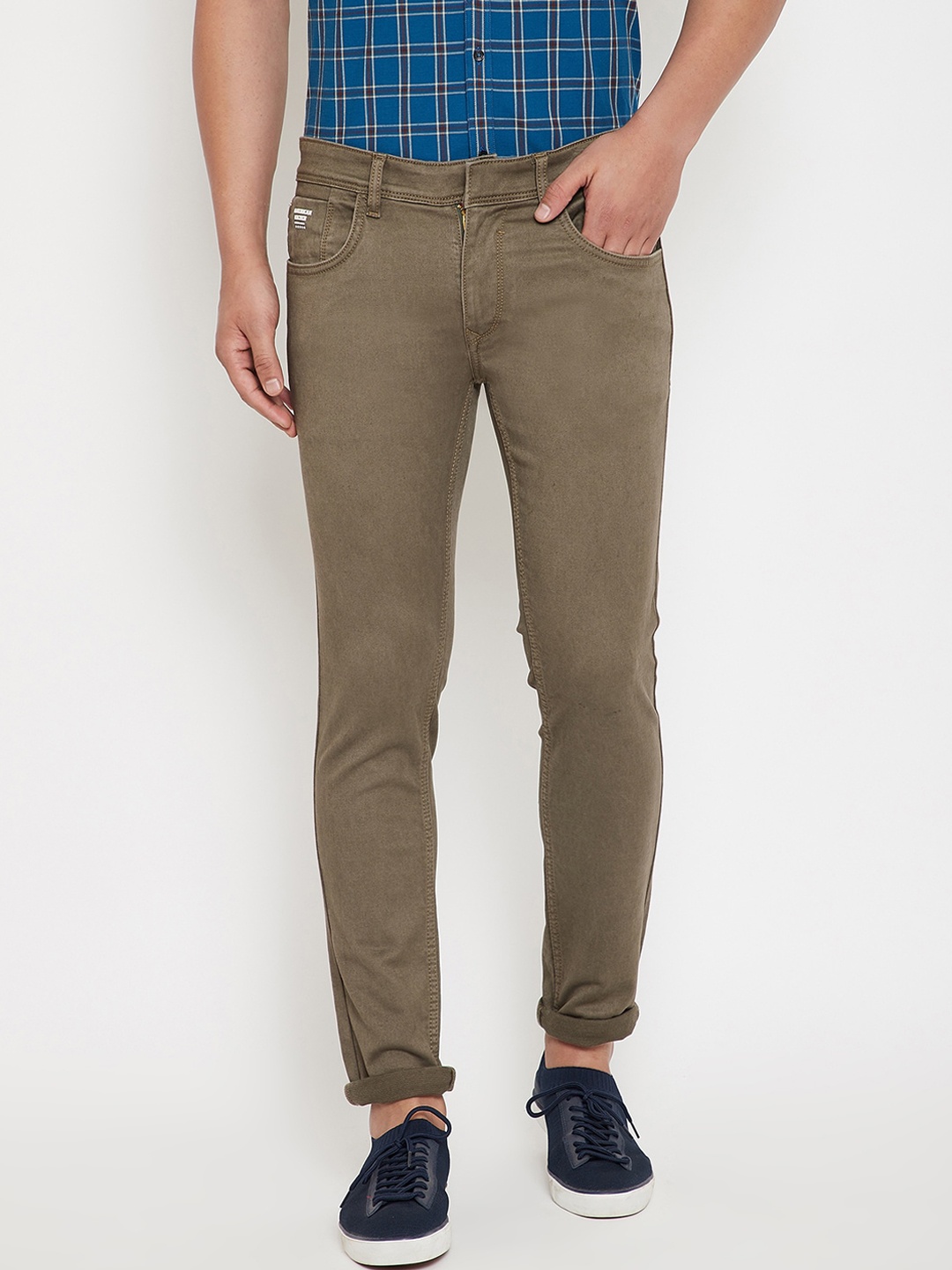 

American Archer Men Olive Green Skinny Fit Low-Rise Clean Look Jeans