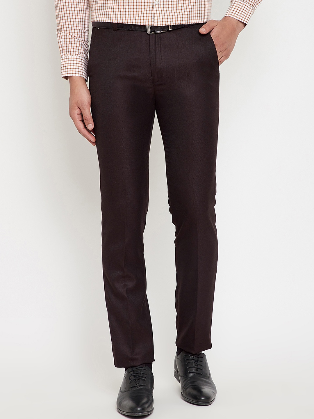

Canary London Men Brown Slim Fit Solid Formal Trousers